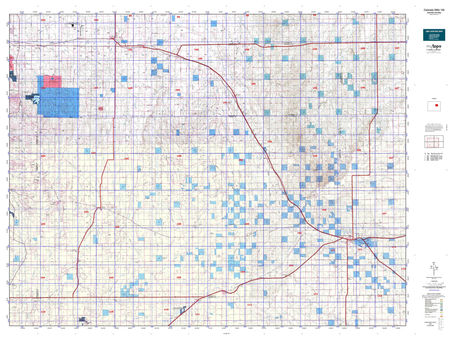 Colorado GMU 105 Map Image