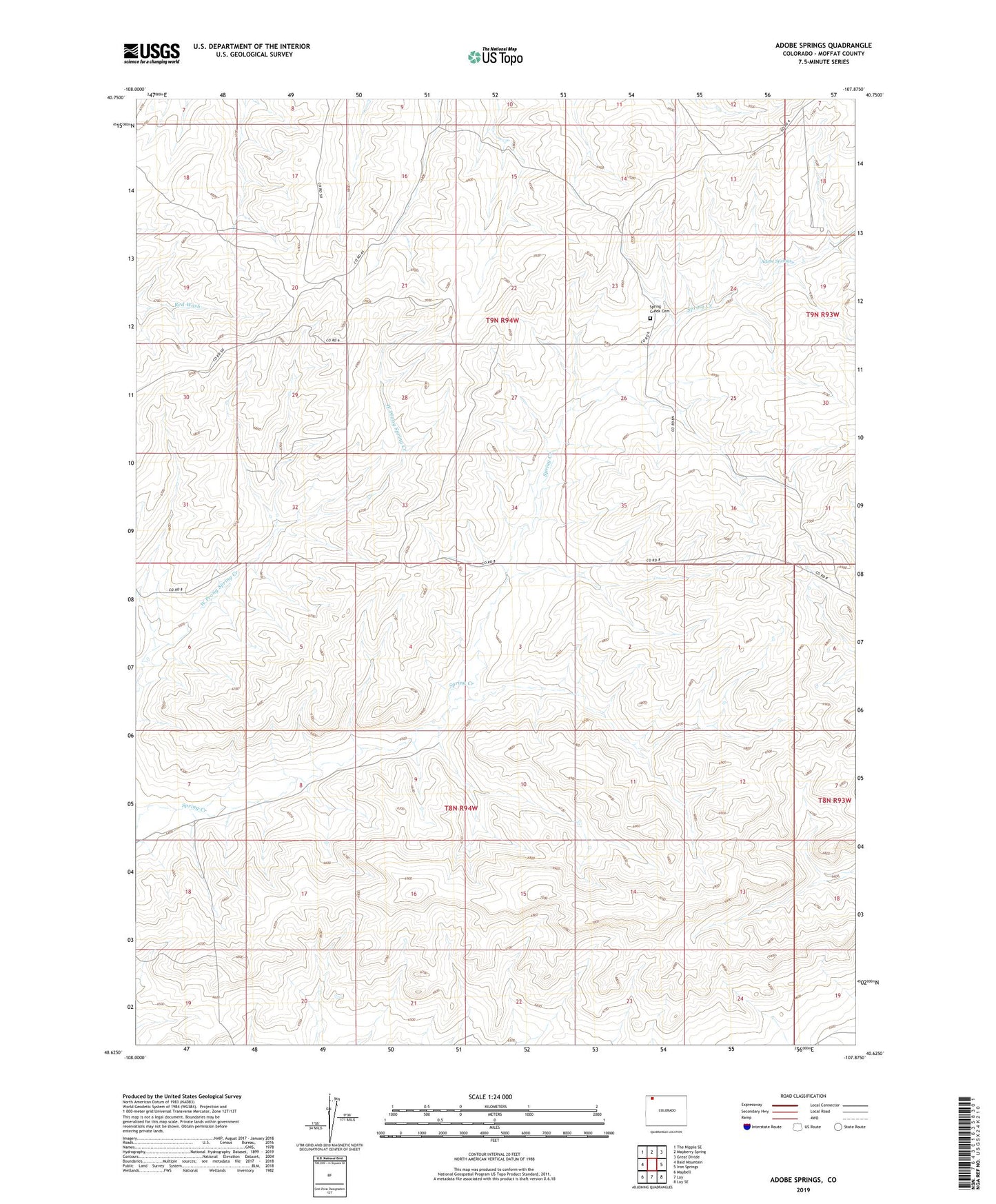 Adobe Springs Colorado US Topo Map Image