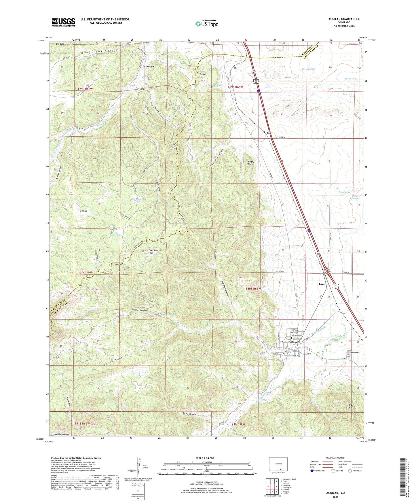 Aguilar Colorado US Topo Map Image