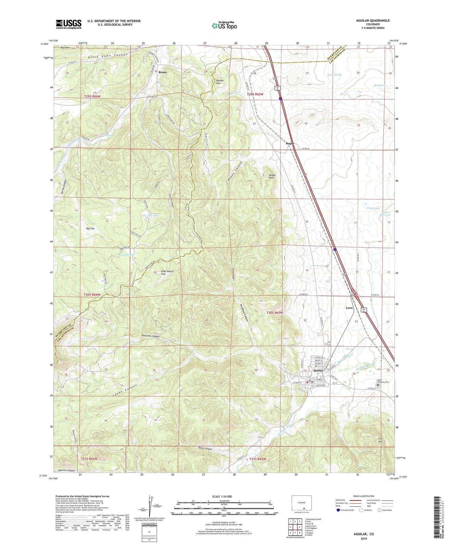 Aguilar Colorado US Topo Map Image