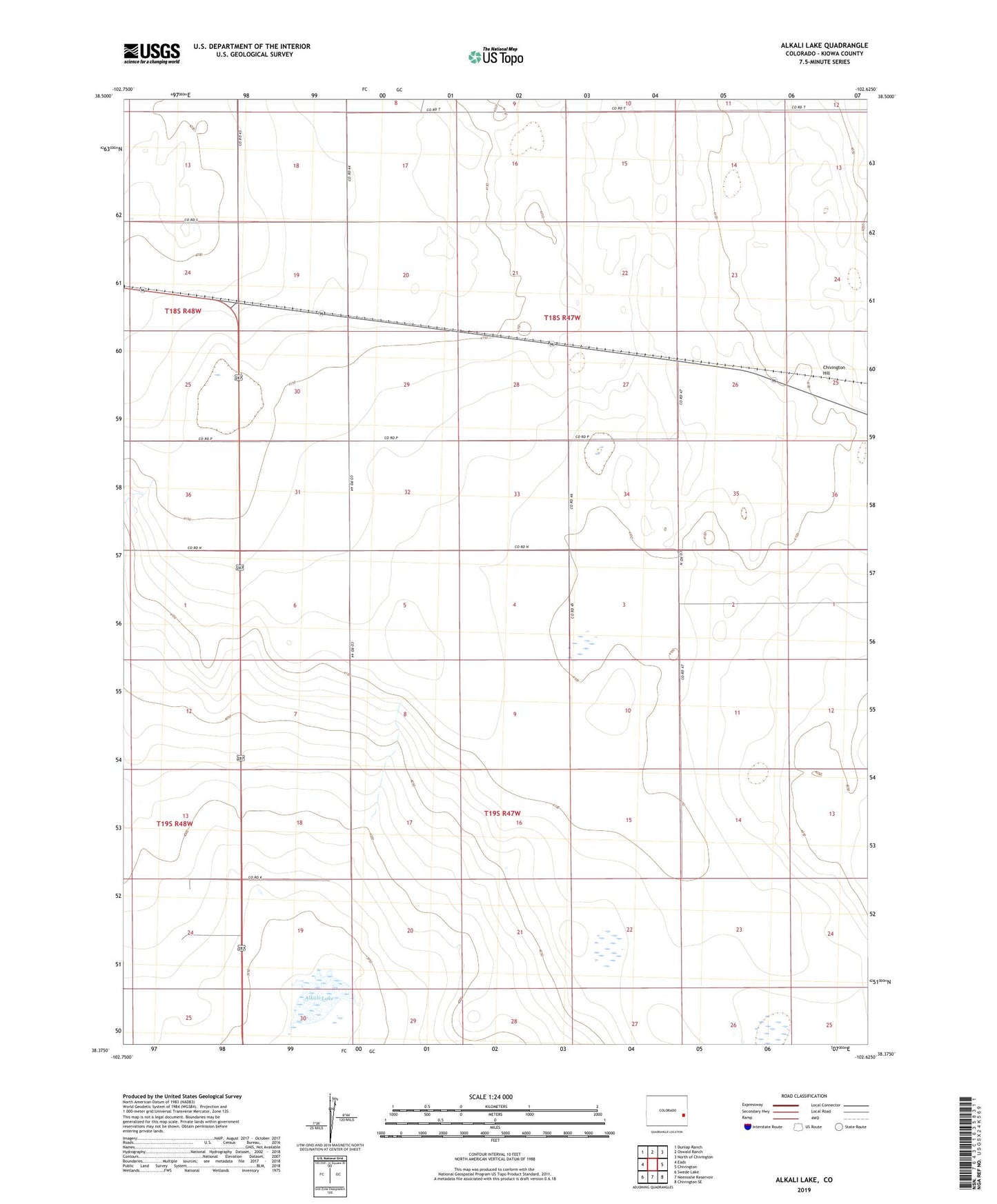 Alkali Lake Colorado US Topo Map Image