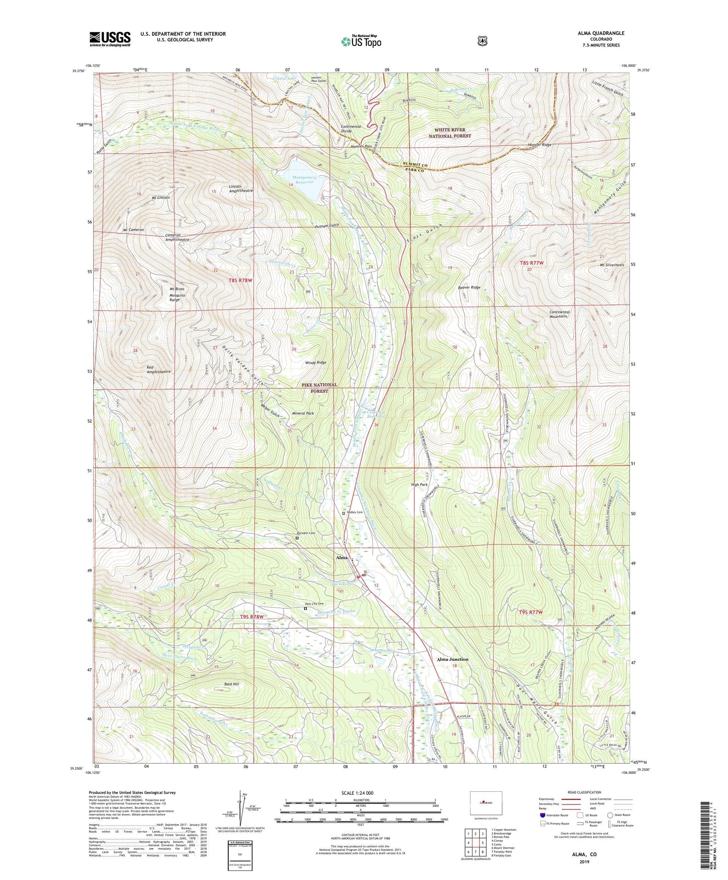Alma Colorado US Topo Map Image
