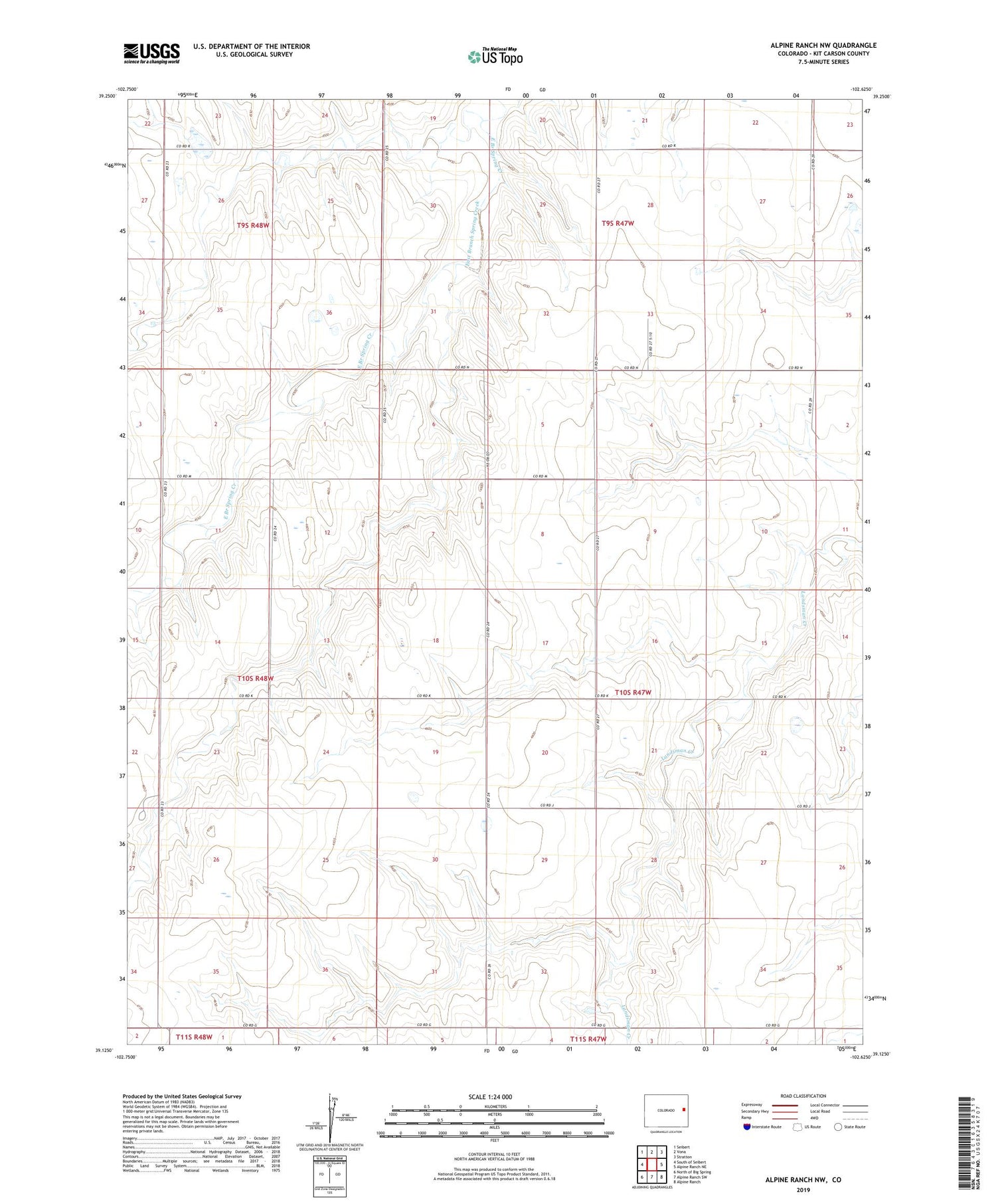 Alpine Ranch NW Colorado US Topo Map Image