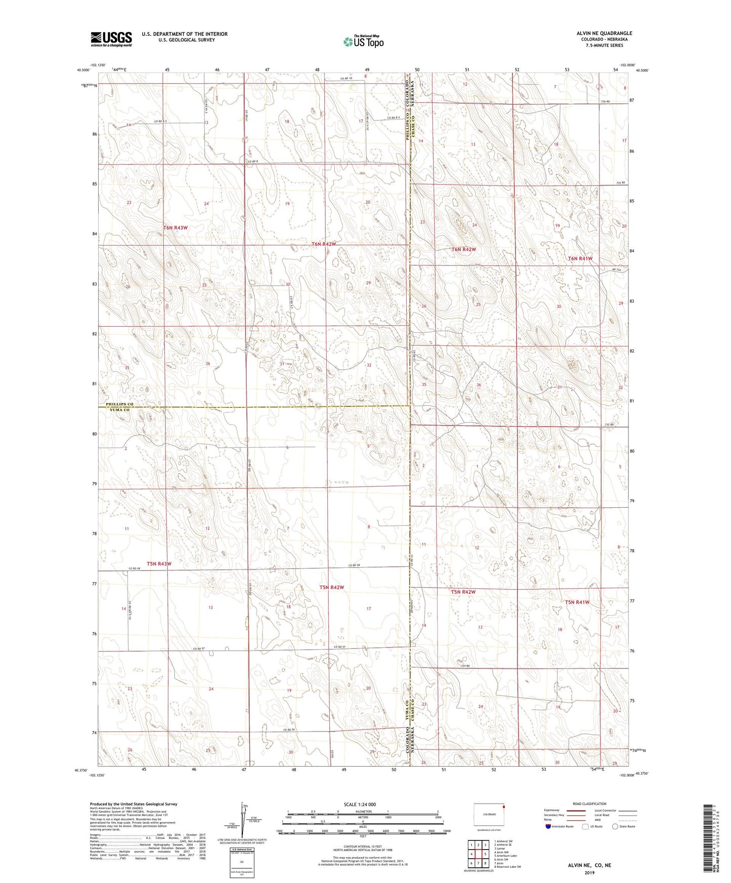 Alvin NE Colorado US Topo Map Image