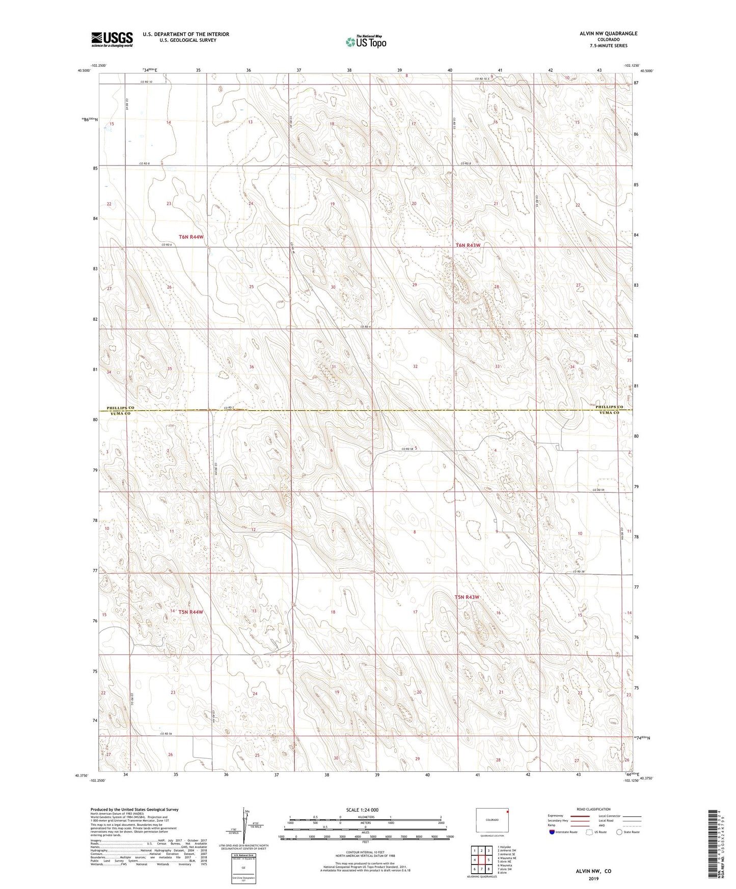 Alvin NW Colorado US Topo Map Image