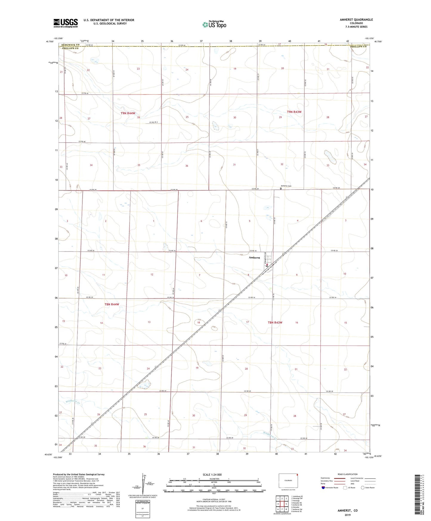 Amherst Colorado US Topo Map Image