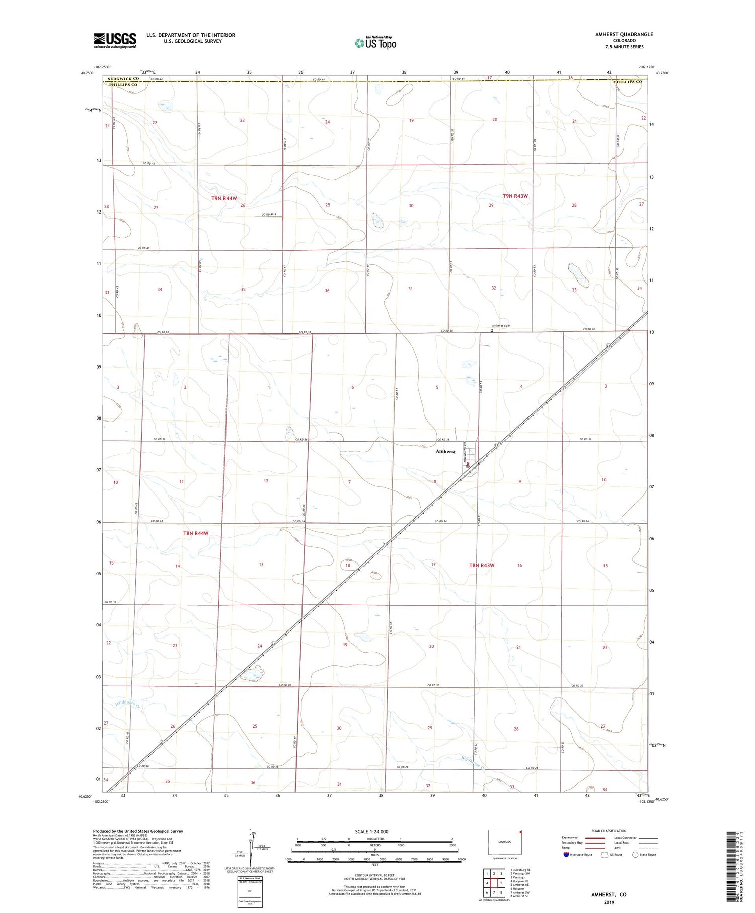 Amherst Colorado US Topo Map Image