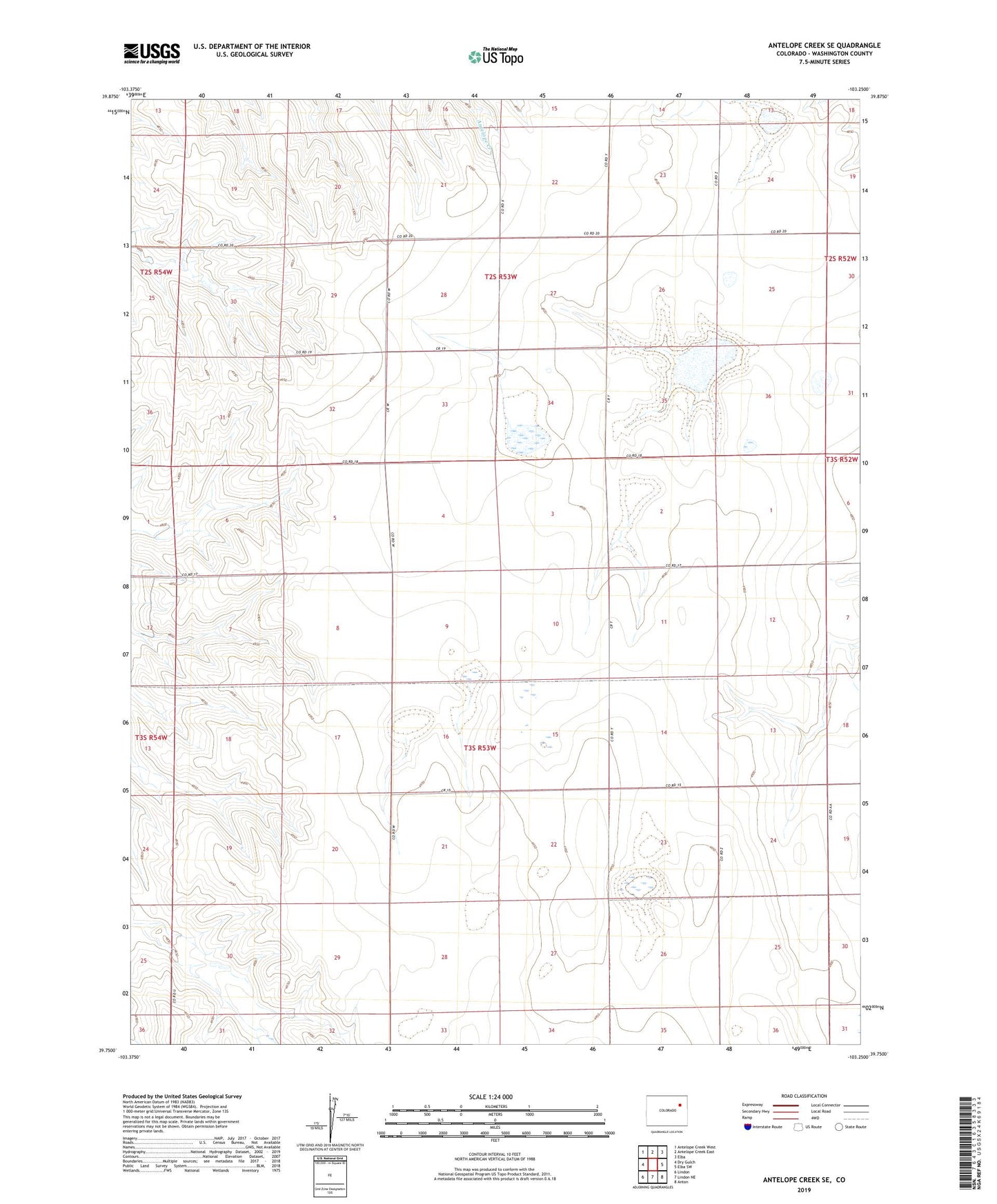 Antelope Creek SE Colorado US Topo Map Image