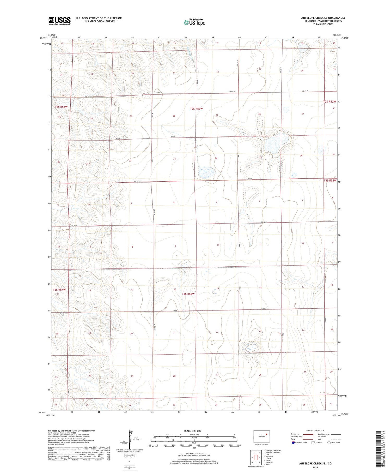 Antelope Creek SE Colorado US Topo Map Image