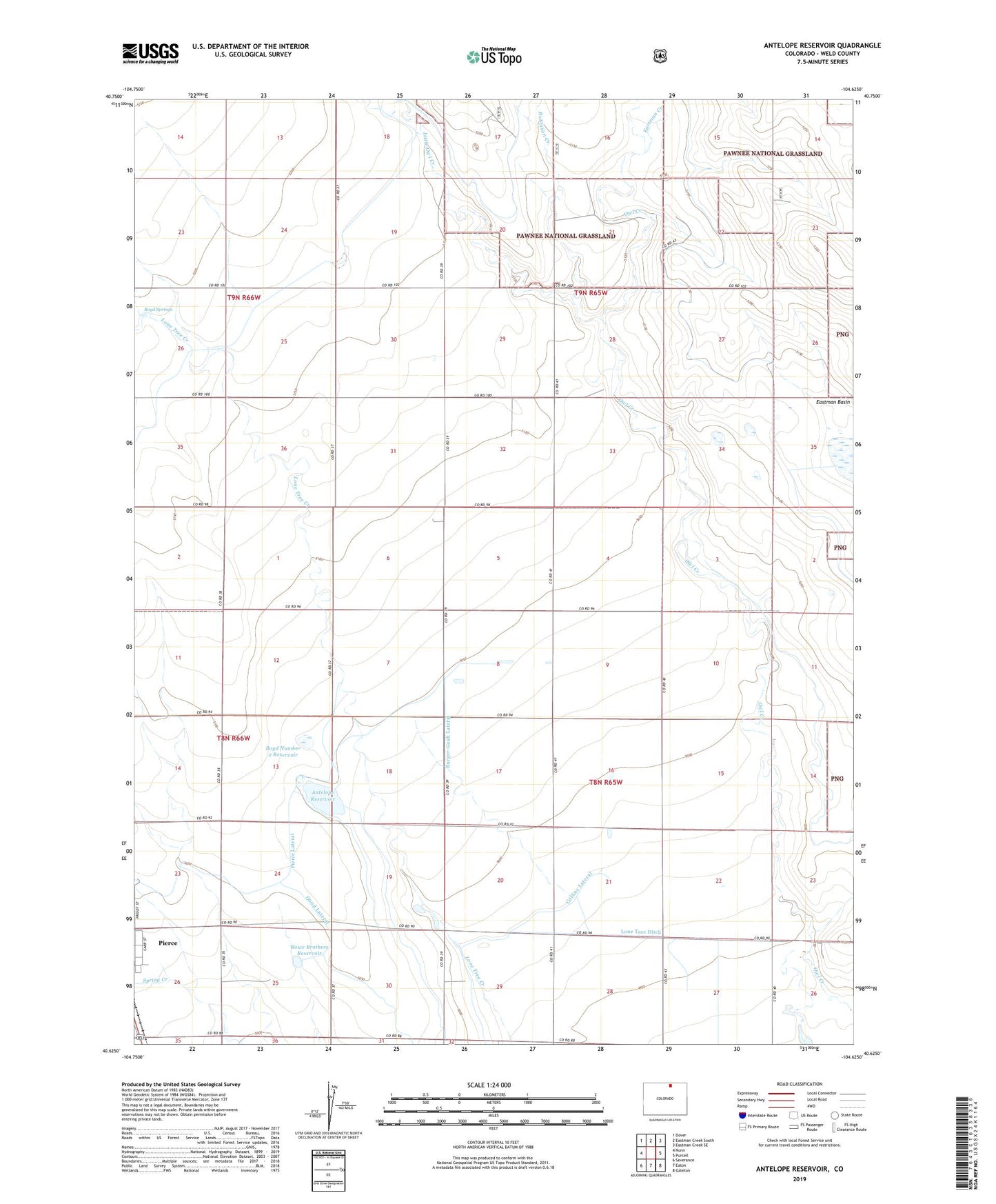 Antelope Reservoir Colorado US Topo Map Image