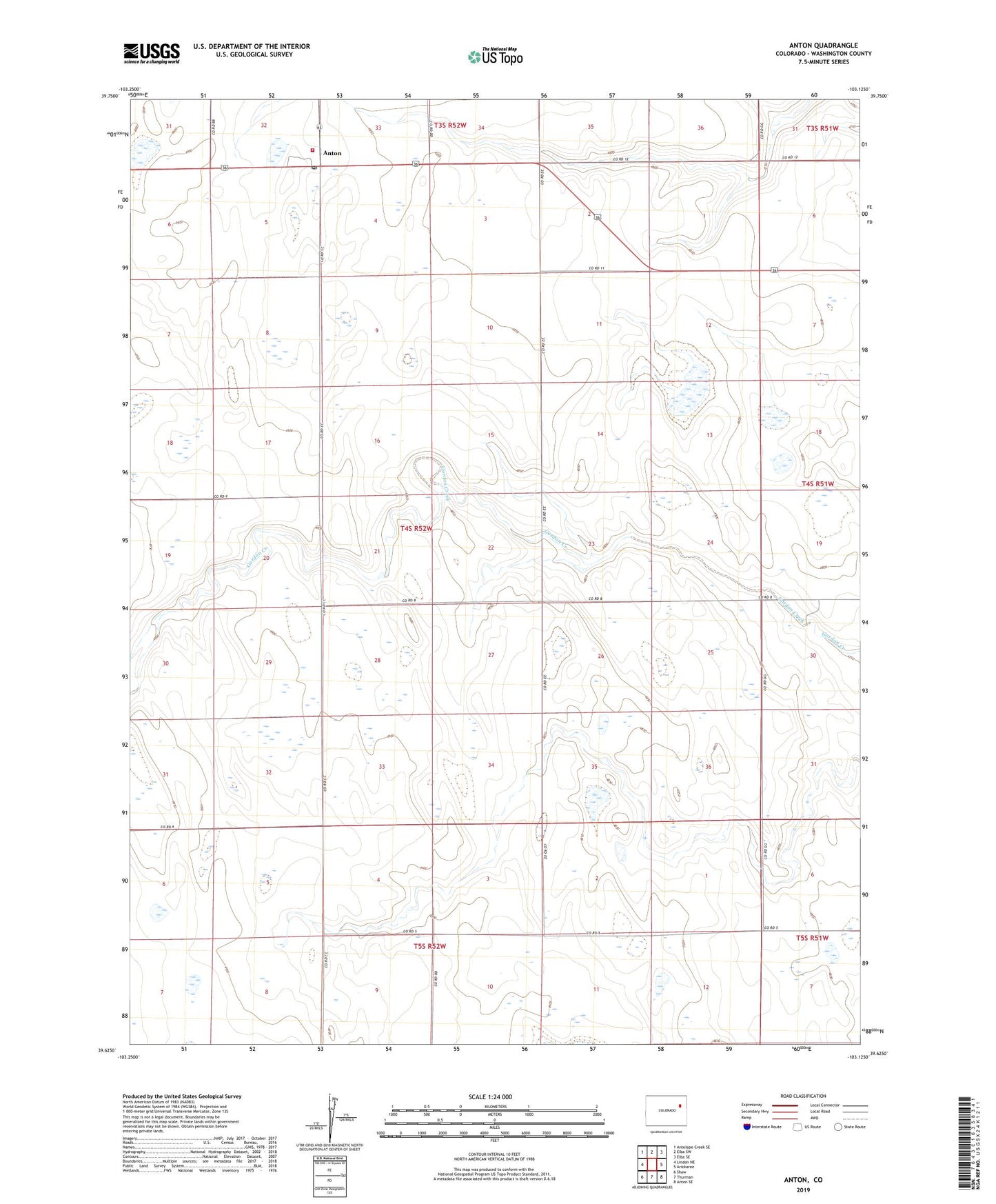 Anton Colorado US Topo Map Image