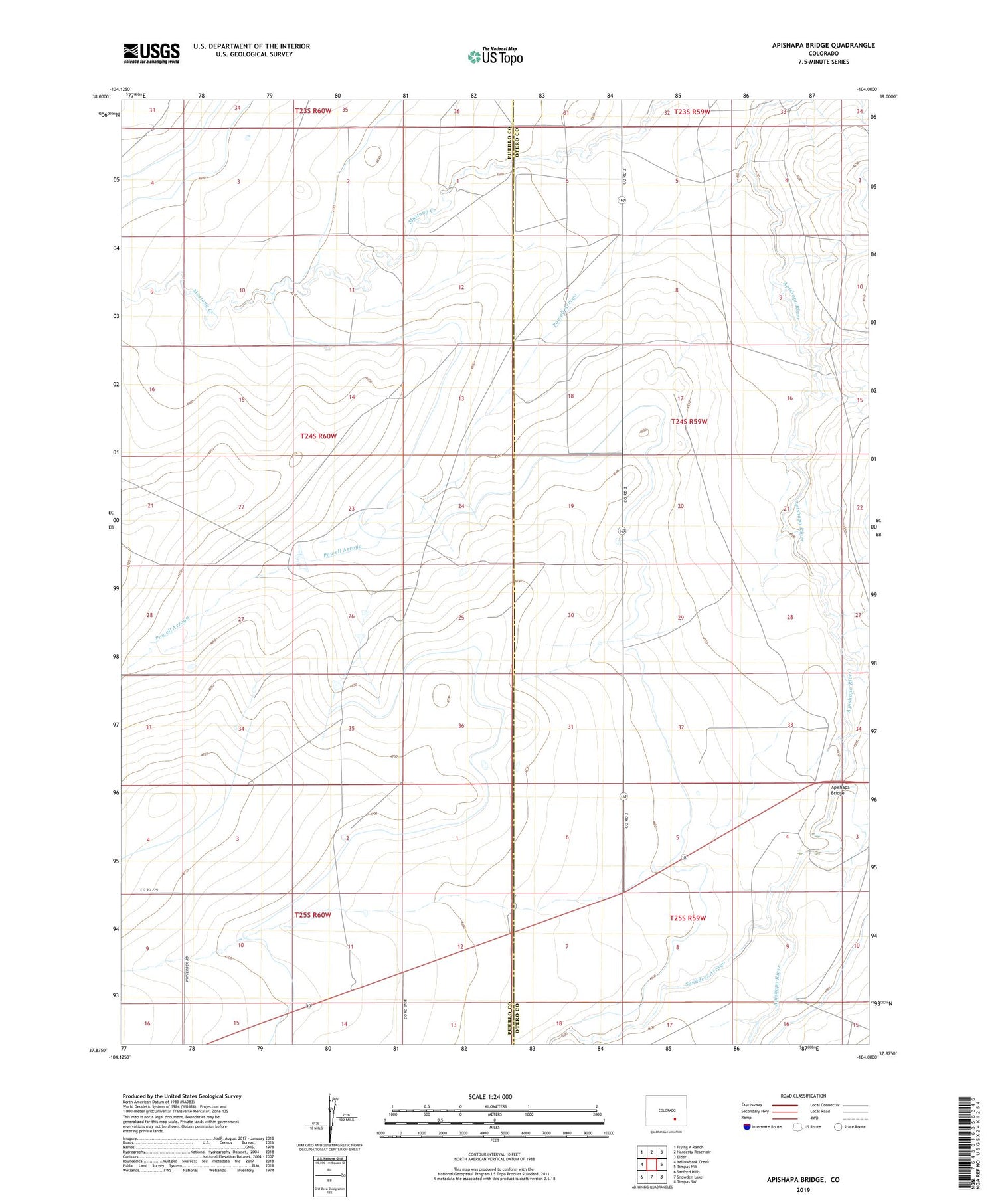 Apishapa Bridge Colorado US Topo Map Image