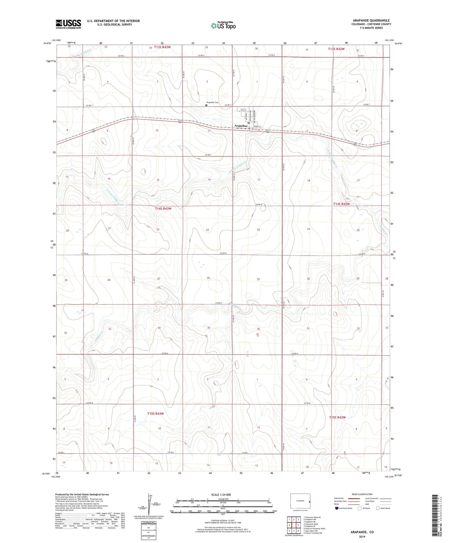 Arapahoe Colorado US Topo Map Image