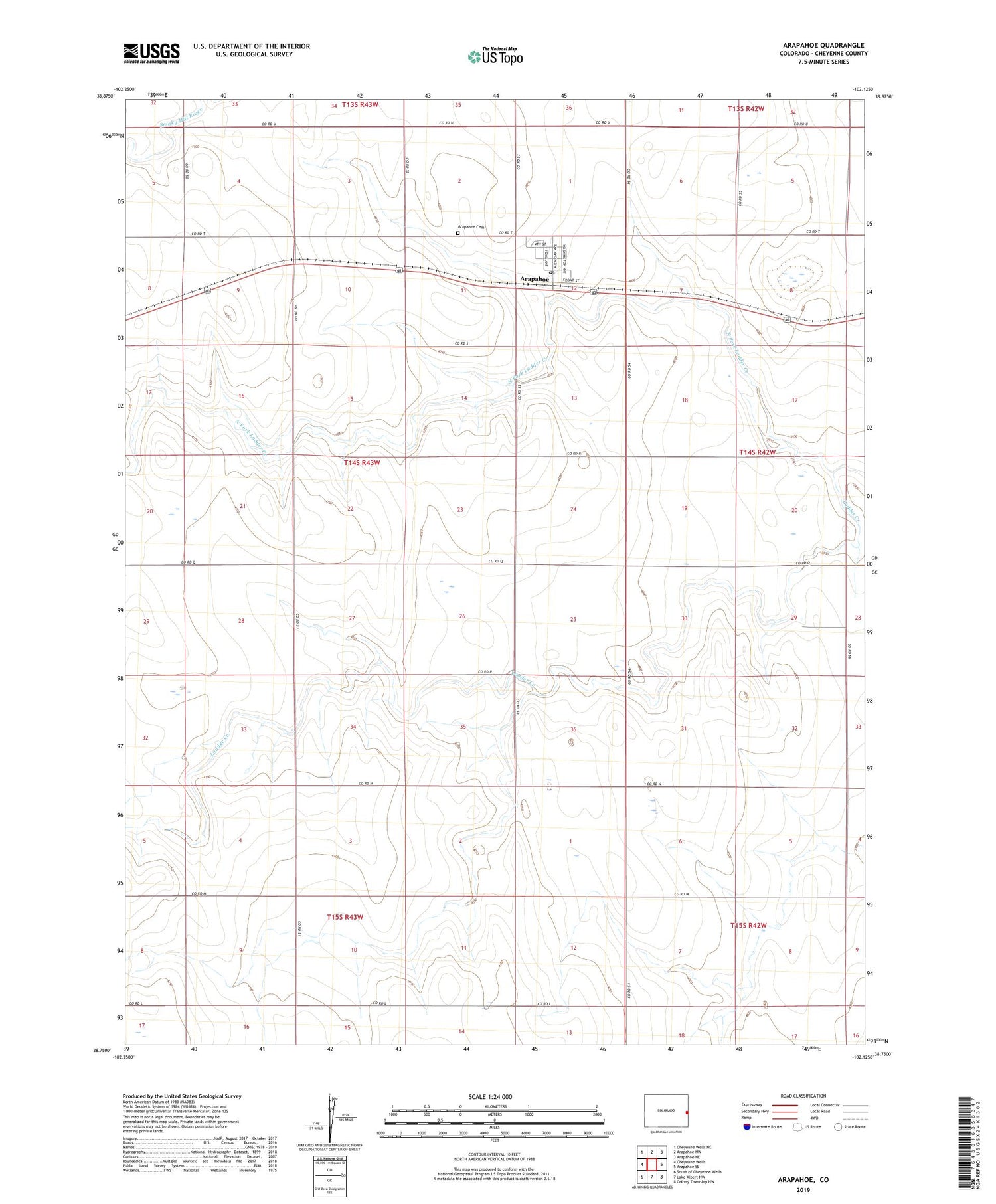 Arapahoe Colorado US Topo Map Image