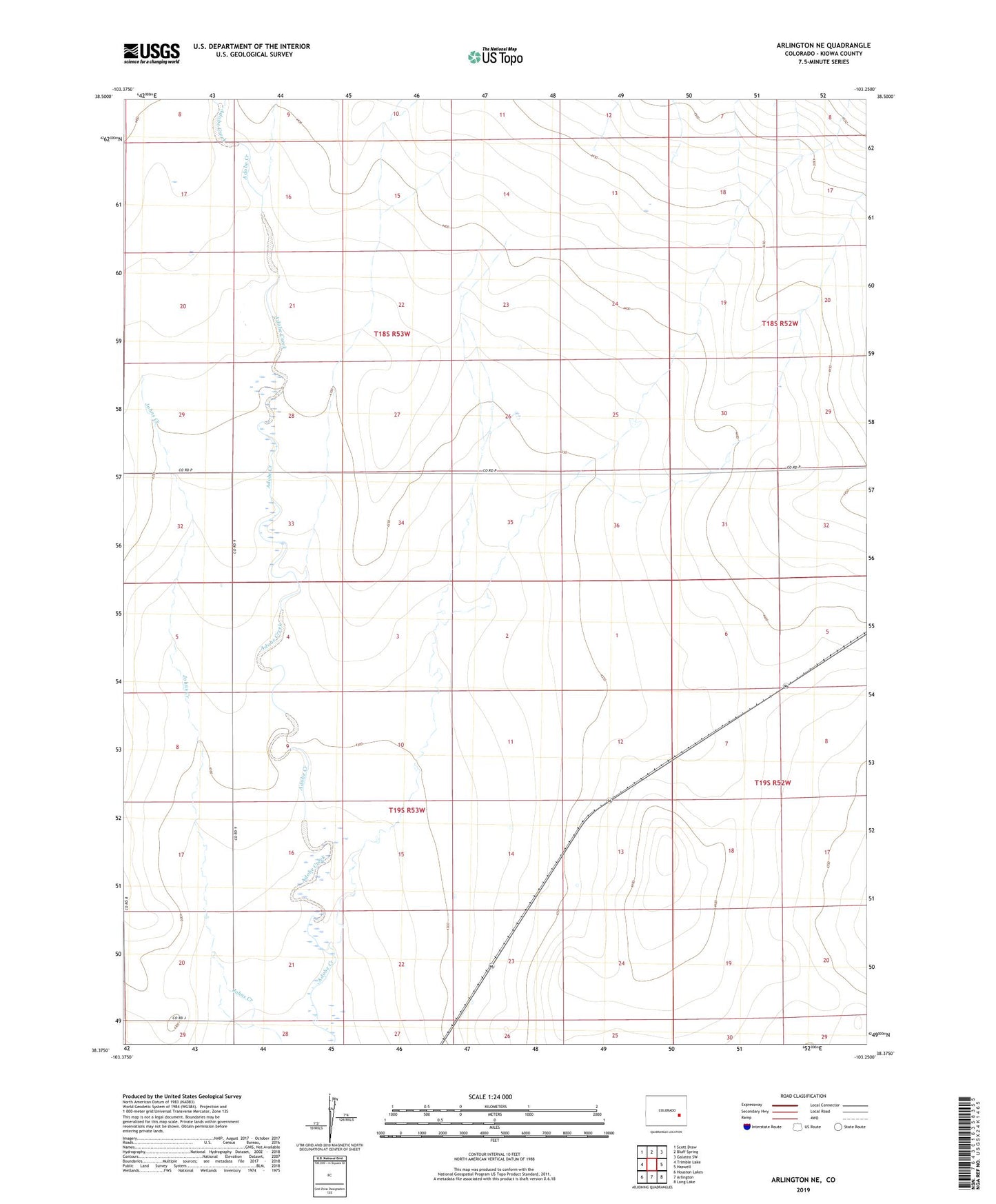 Arlington NE Colorado US Topo Map Image