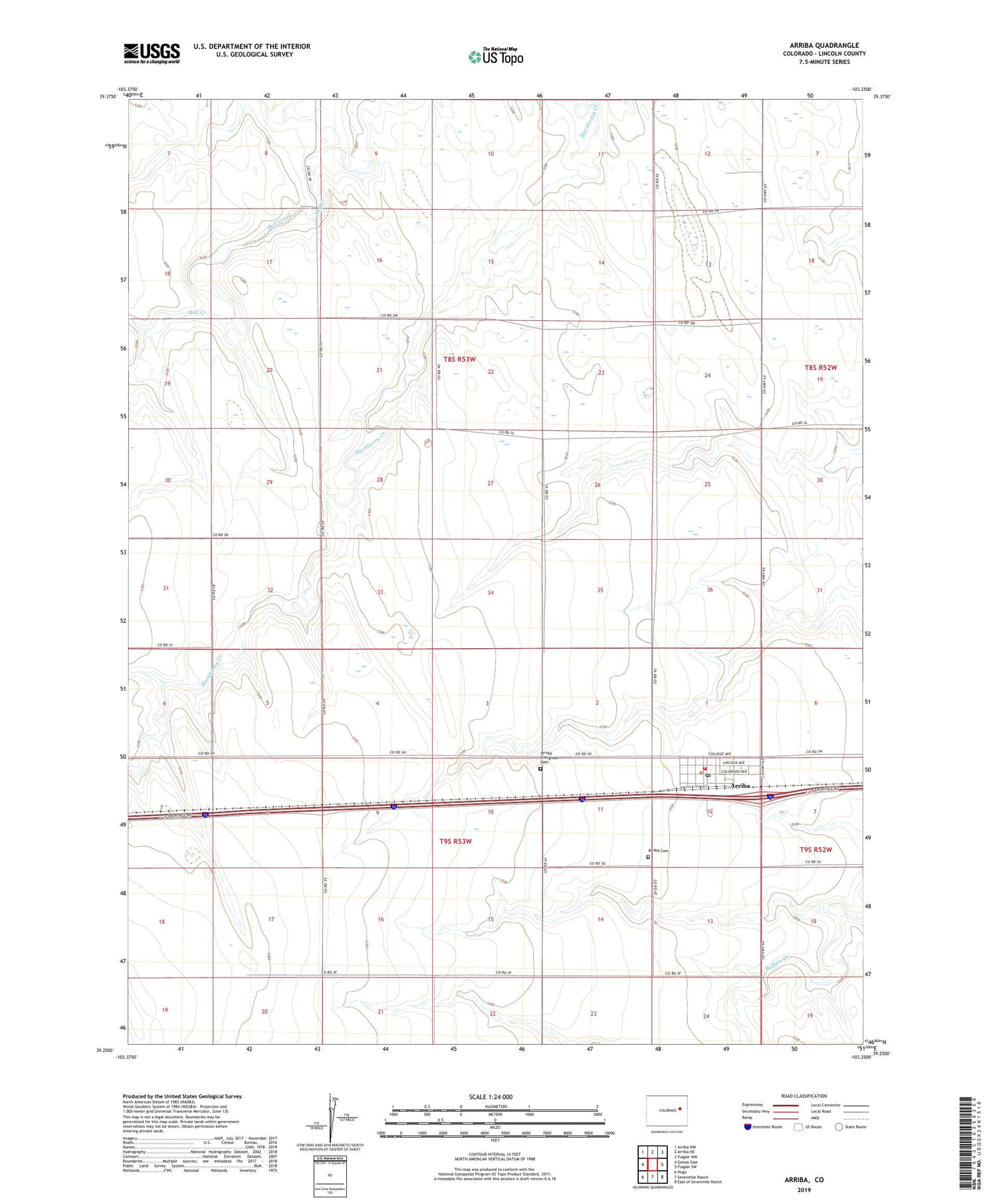 Arriba Colorado US Topo Map Image