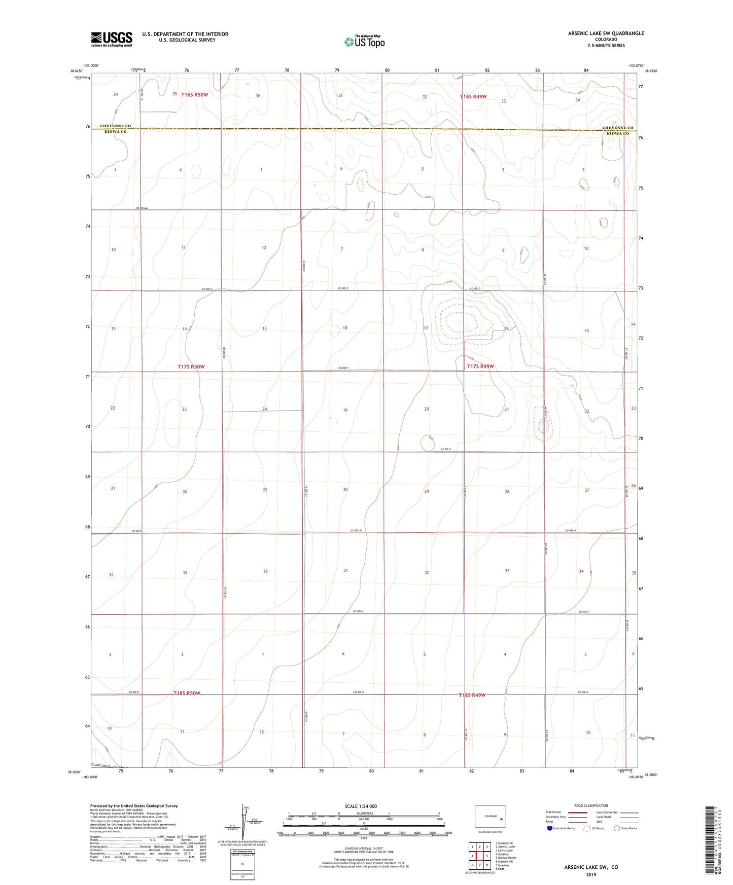 Arsenic Lake SW Colorado US Topo Map Image