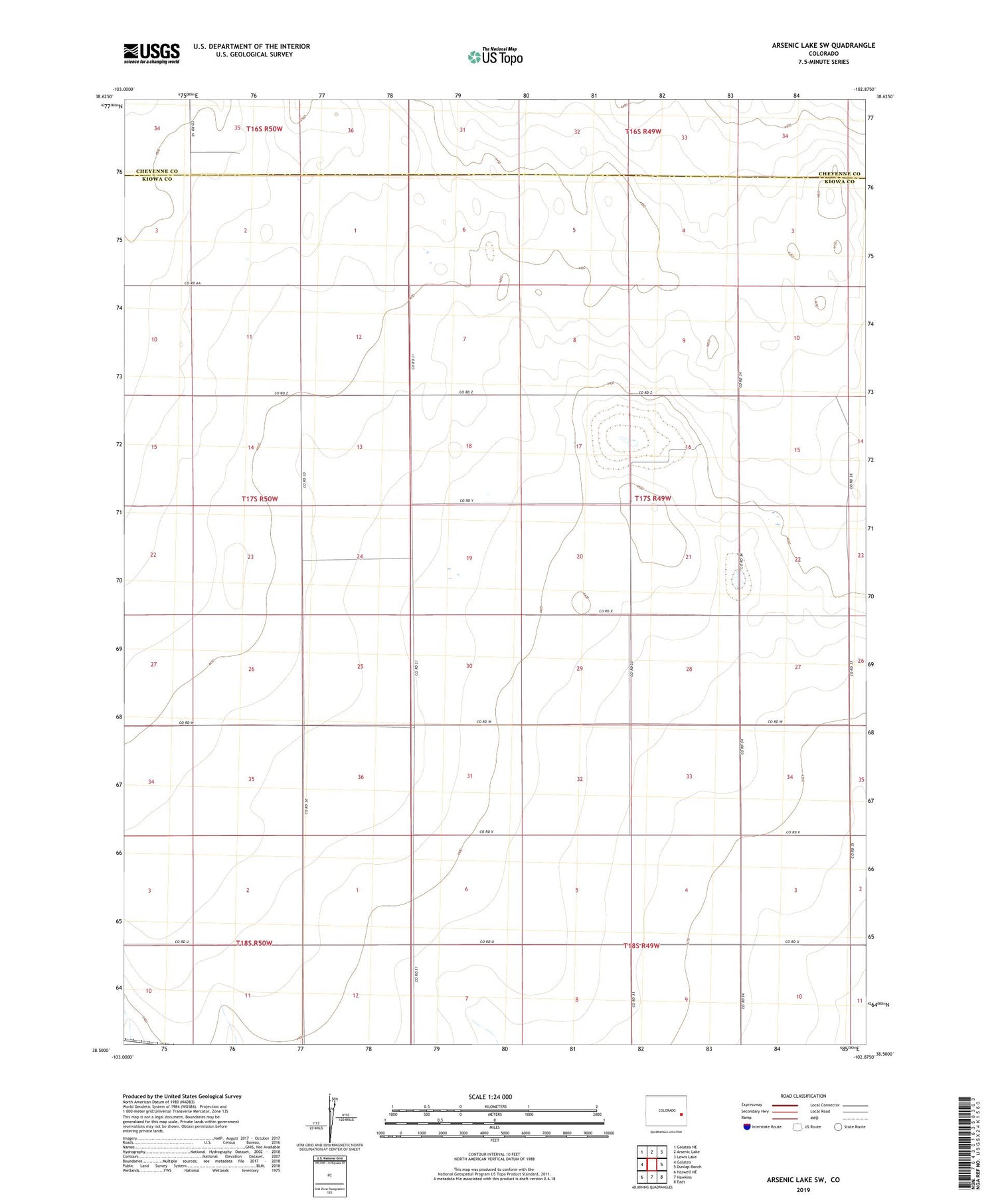 Arsenic Lake SW Colorado US Topo Map Image