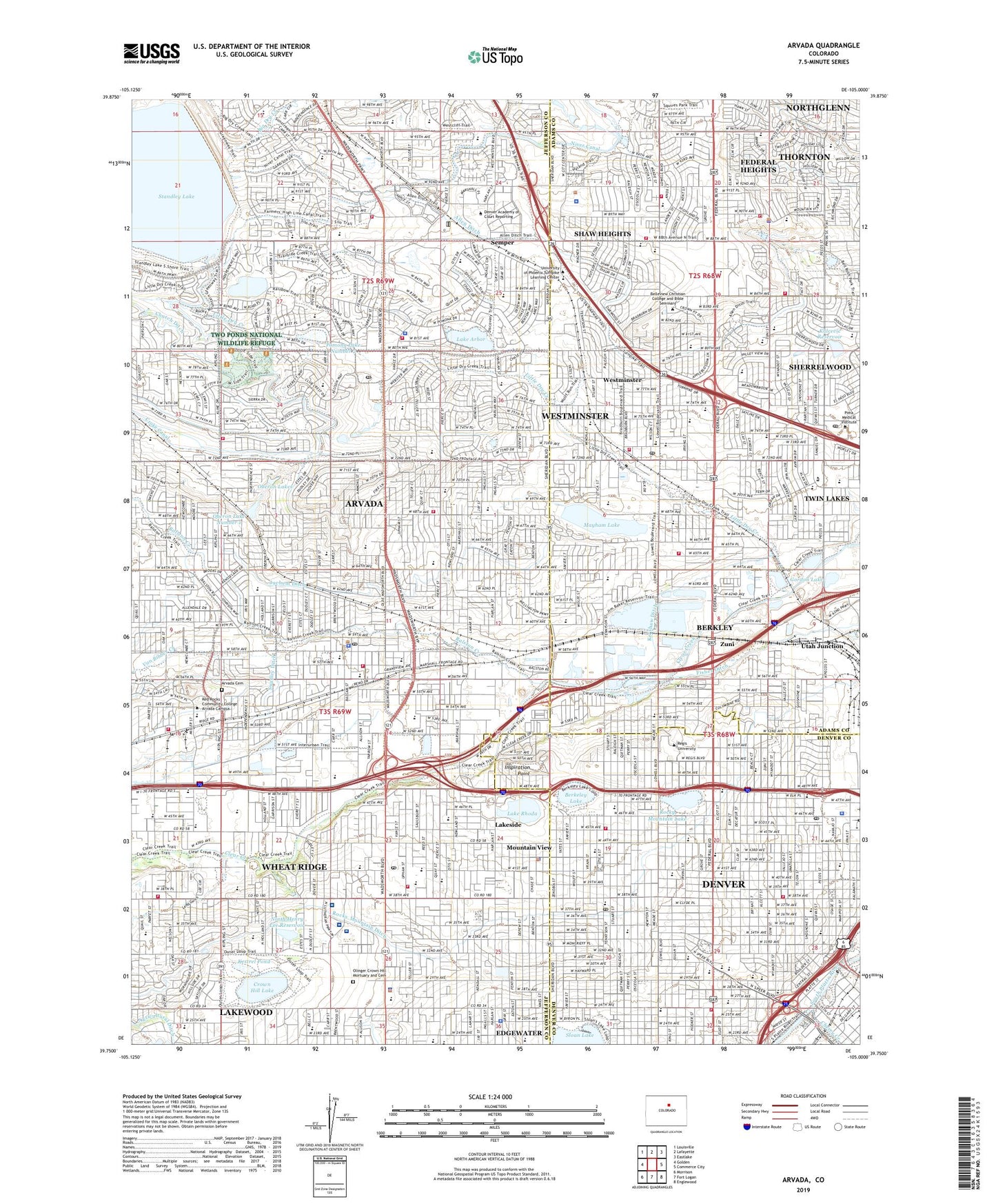 Arvada Colorado US Topo Map Image