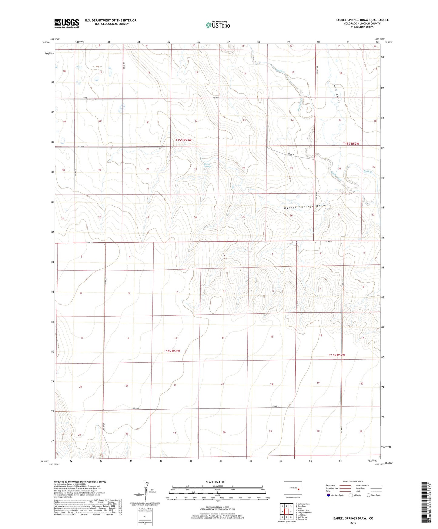 Barrel Springs Draw Colorado US Topo Map Image