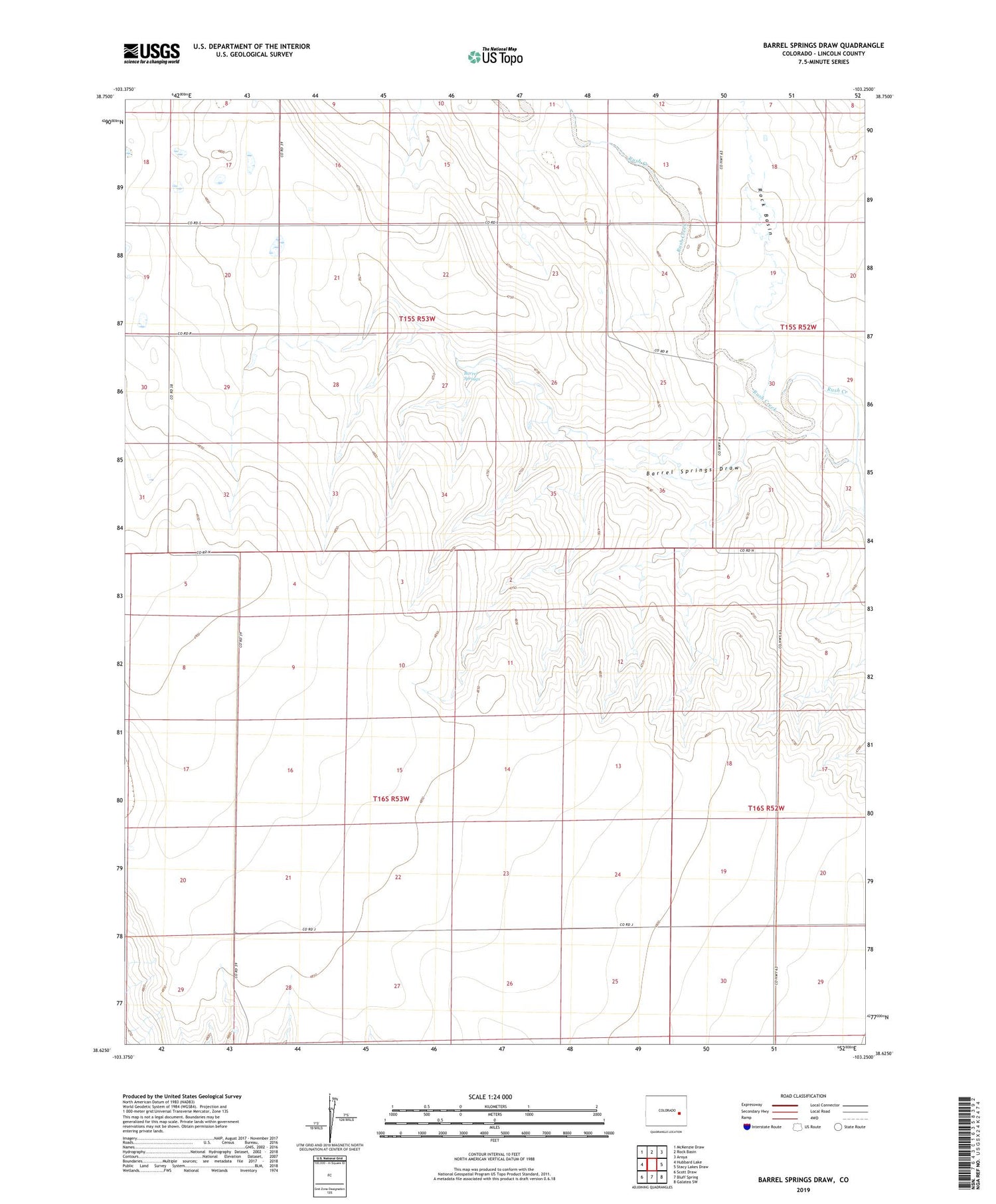 Barrel Springs Draw Colorado US Topo Map Image