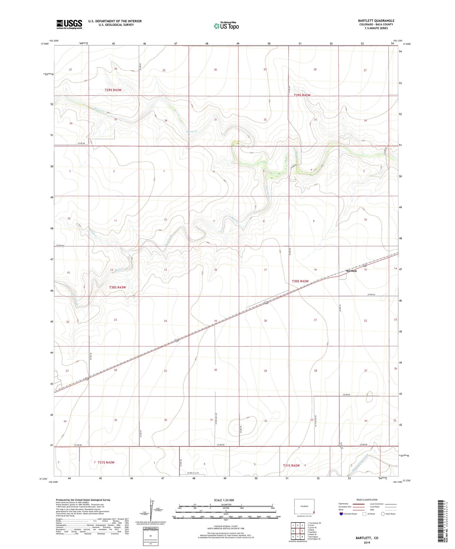 Bartlett Colorado US Topo Map Image