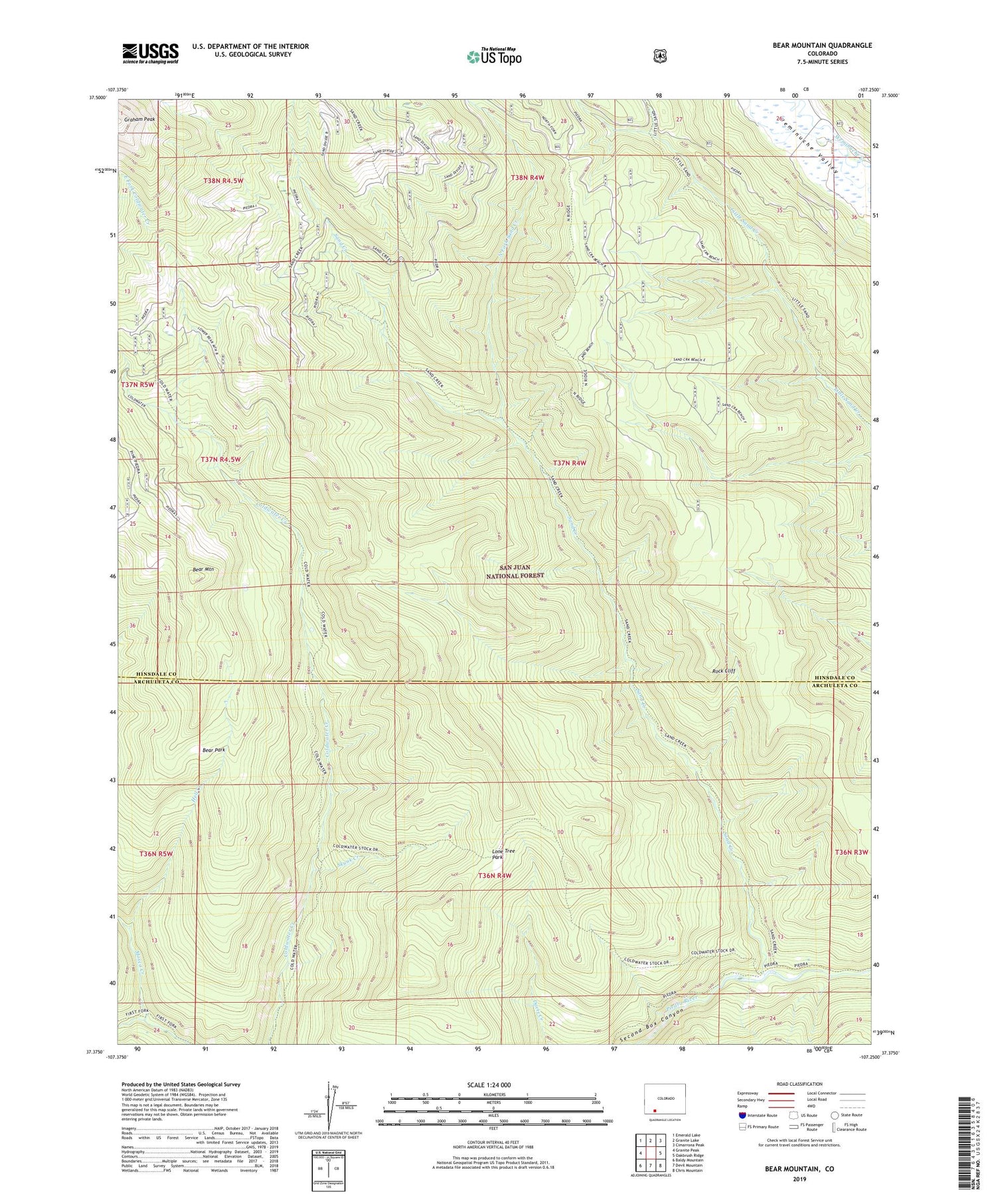 Bear Mountain Colorado US Topo Map Image