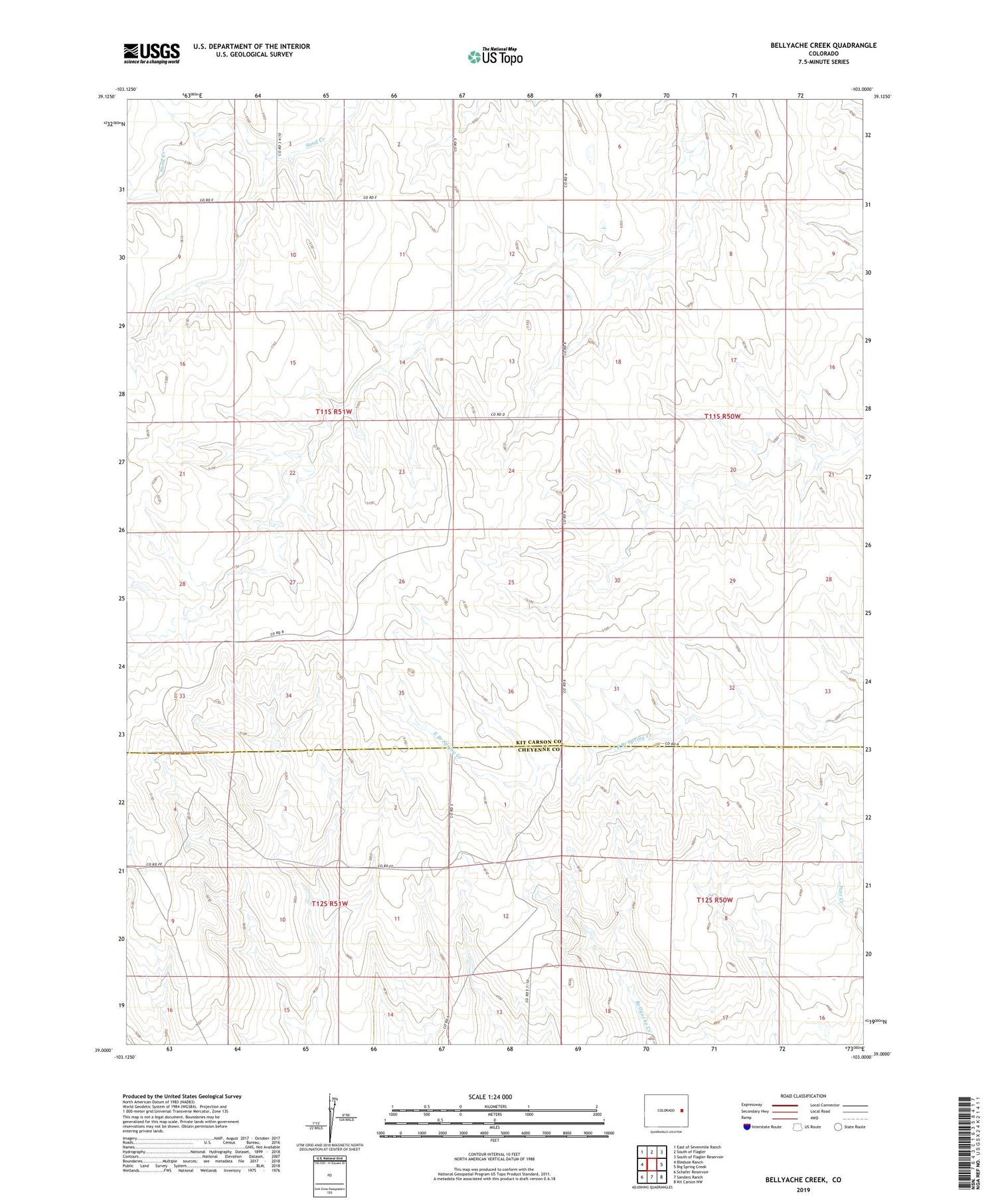 Bellyache Creek Colorado US Topo Map Image