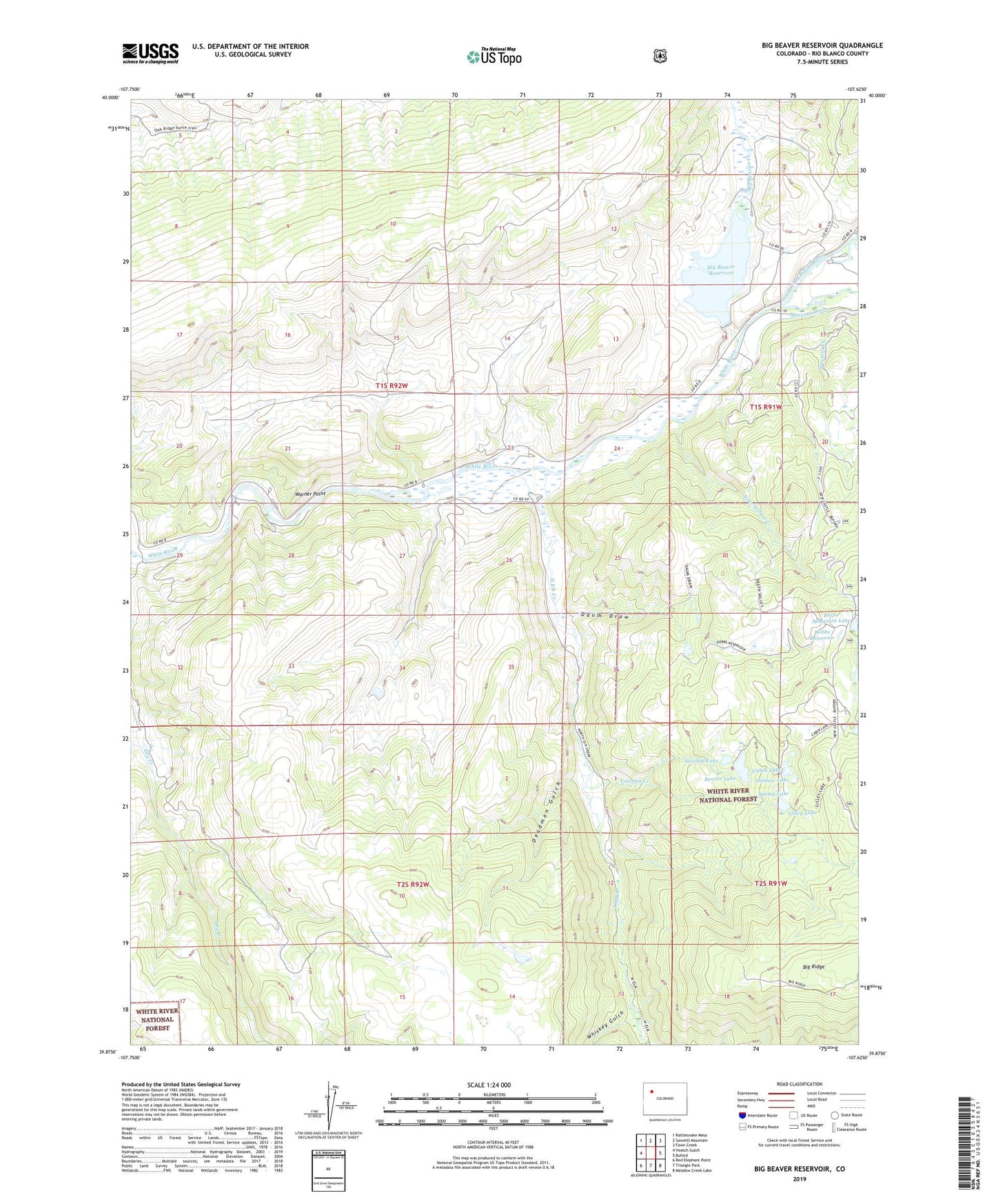 Big Beaver Reservoir Colorado US Topo Map Image