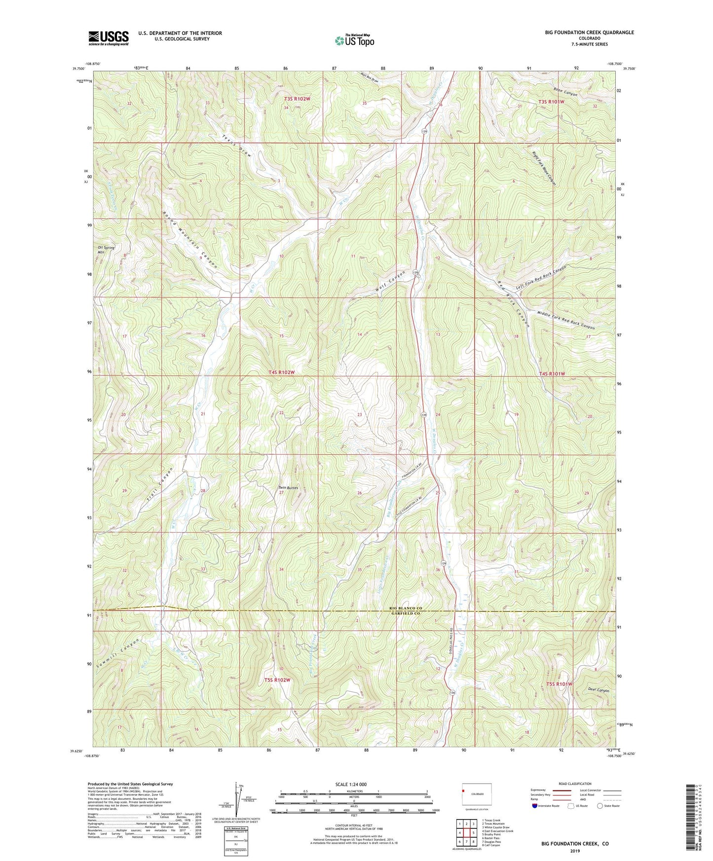 Big Foundation Creek Colorado US Topo Map Image