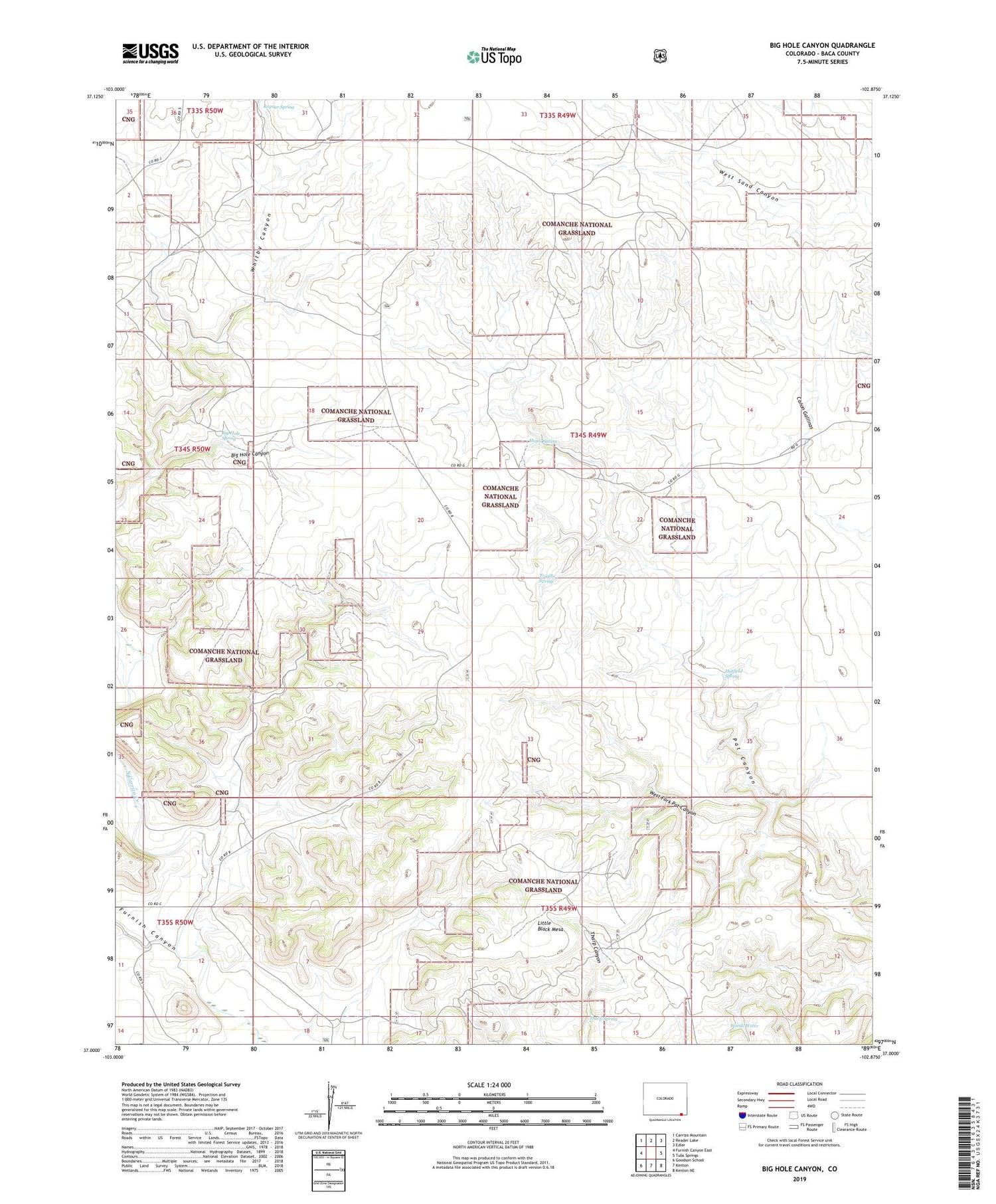 Big Hole Canyon Colorado US Topo Map Image