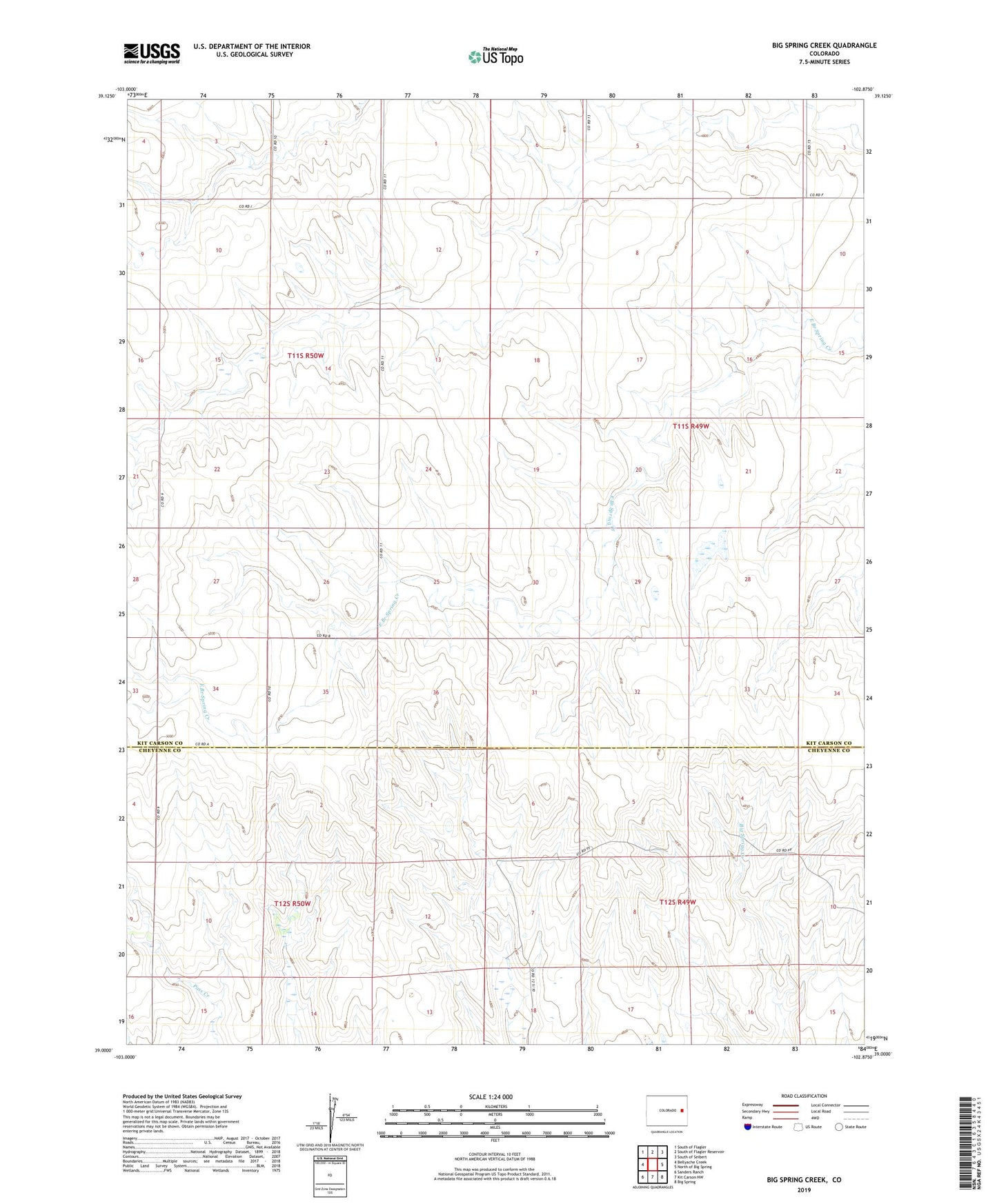 Big Spring Creek Colorado US Topo Map Image