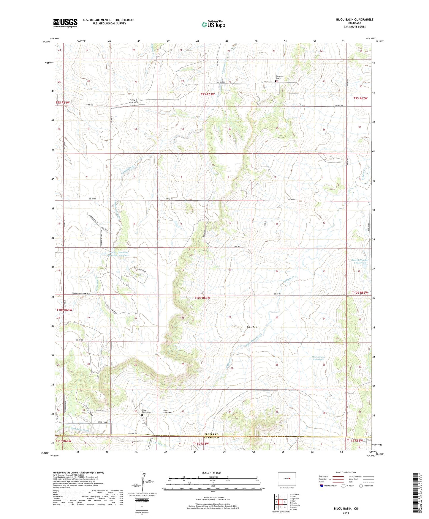 Bijou Basin Colorado US Topo Map Image