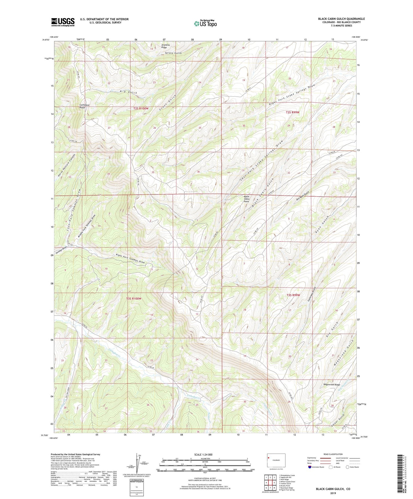 Black Cabin Gulch Colorado US Topo Map Image