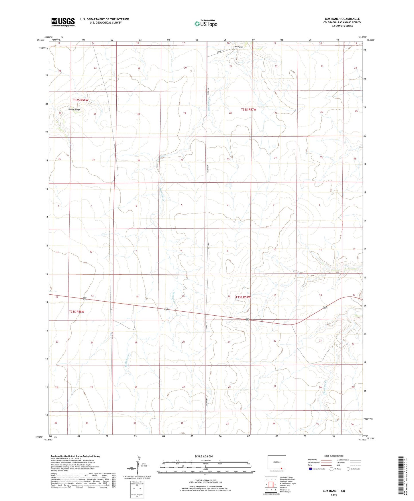 Box Ranch Colorado US Topo Map Image