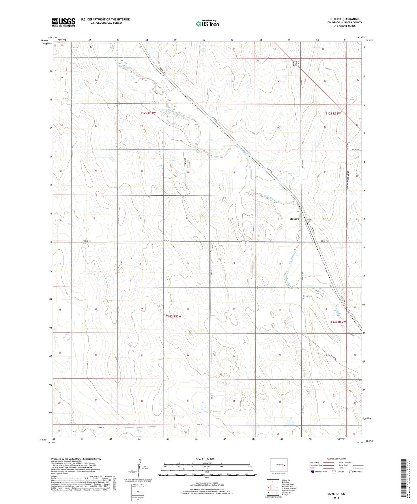 Boyero Colorado US Topo Map Image