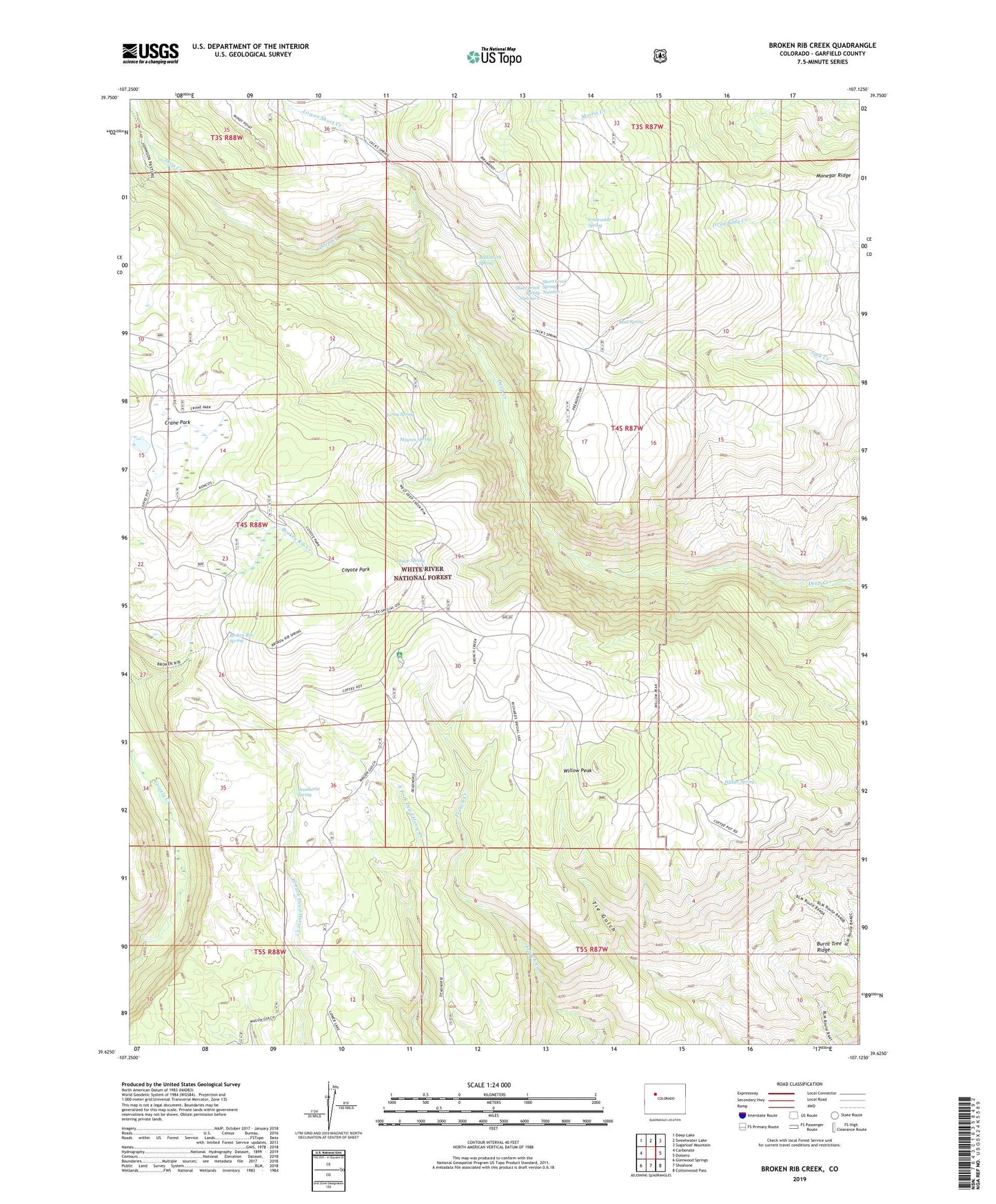 Broken Rib Creek Colorado US Topo Map Image