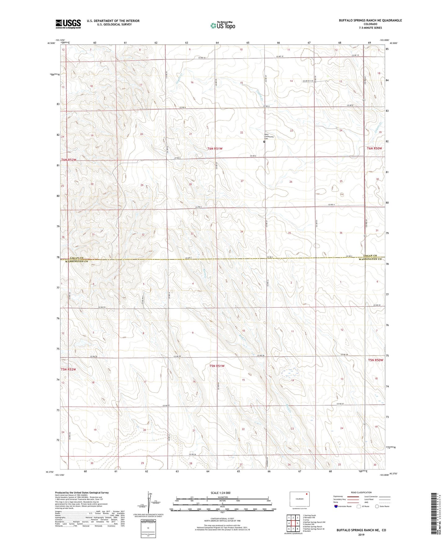 Buffalo Springs Ranch NE Colorado US Topo Map Image