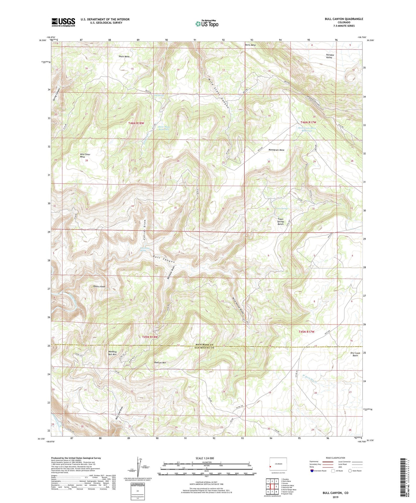 Bull Canyon Colorado US Topo Map Image