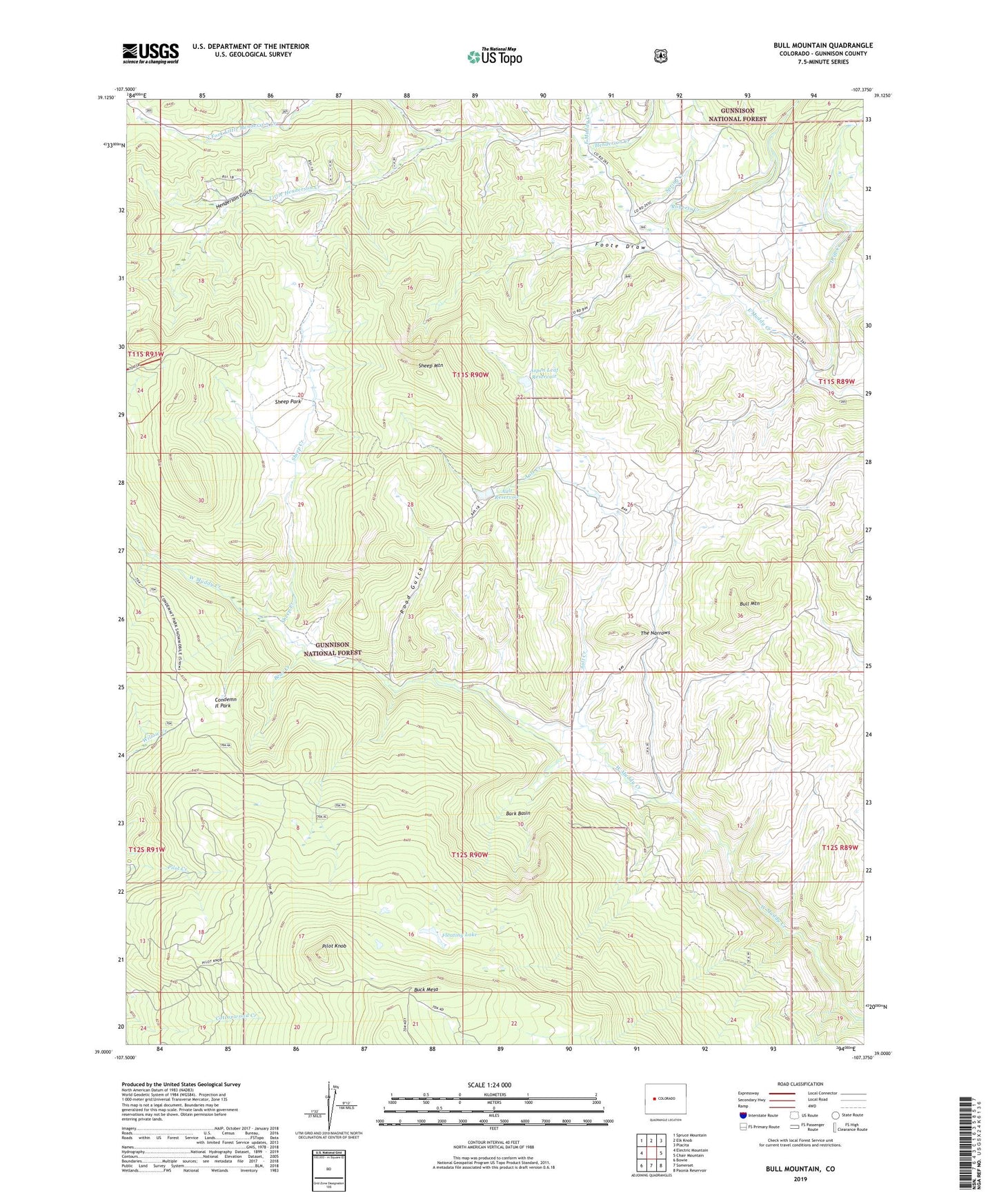 Bull Mountain Colorado US Topo Map Image