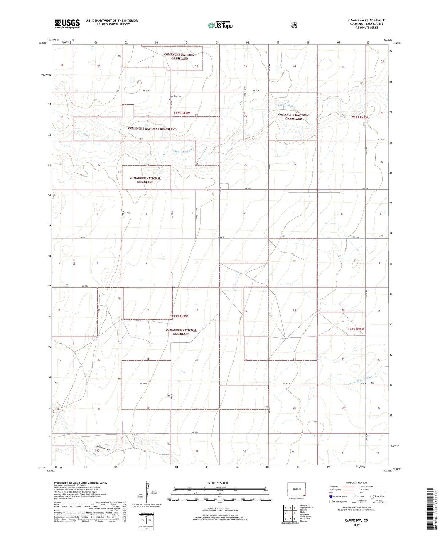 Campo NW Colorado US Topo Map Image