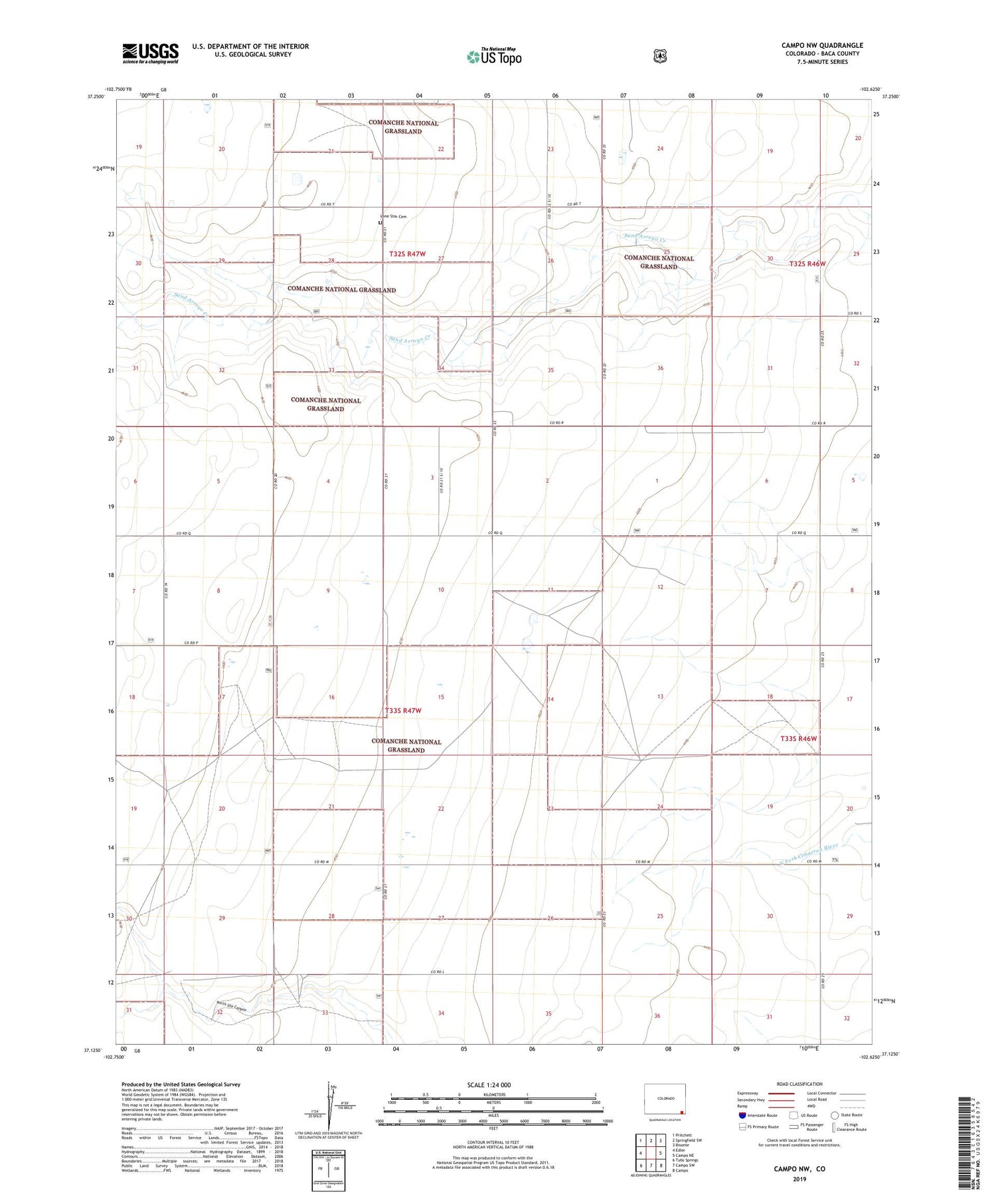 Campo NW Colorado US Topo Map Image