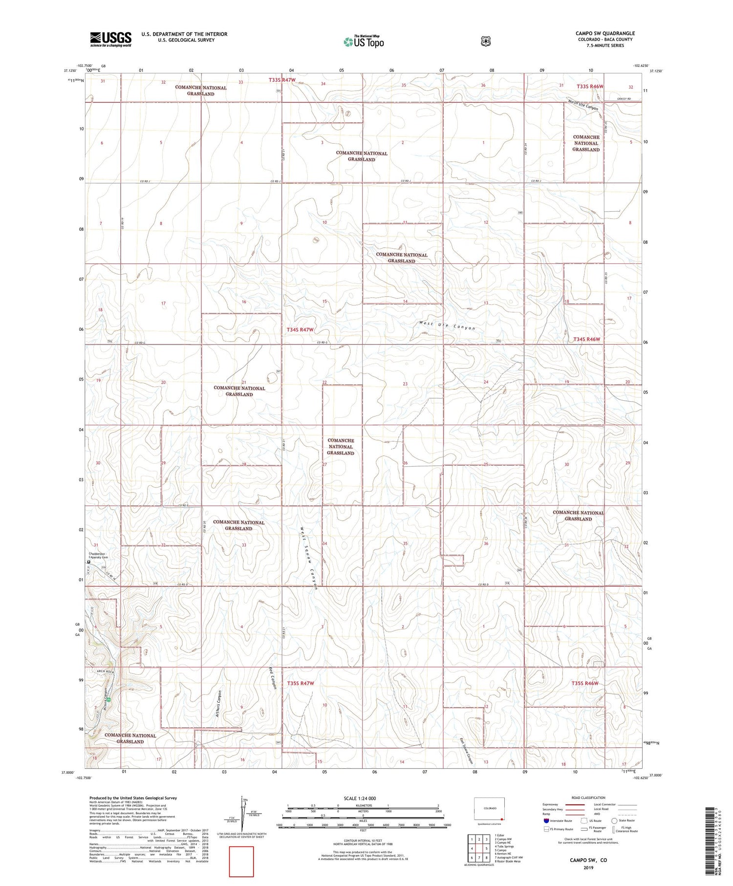 Campo SW Colorado US Topo Map Image