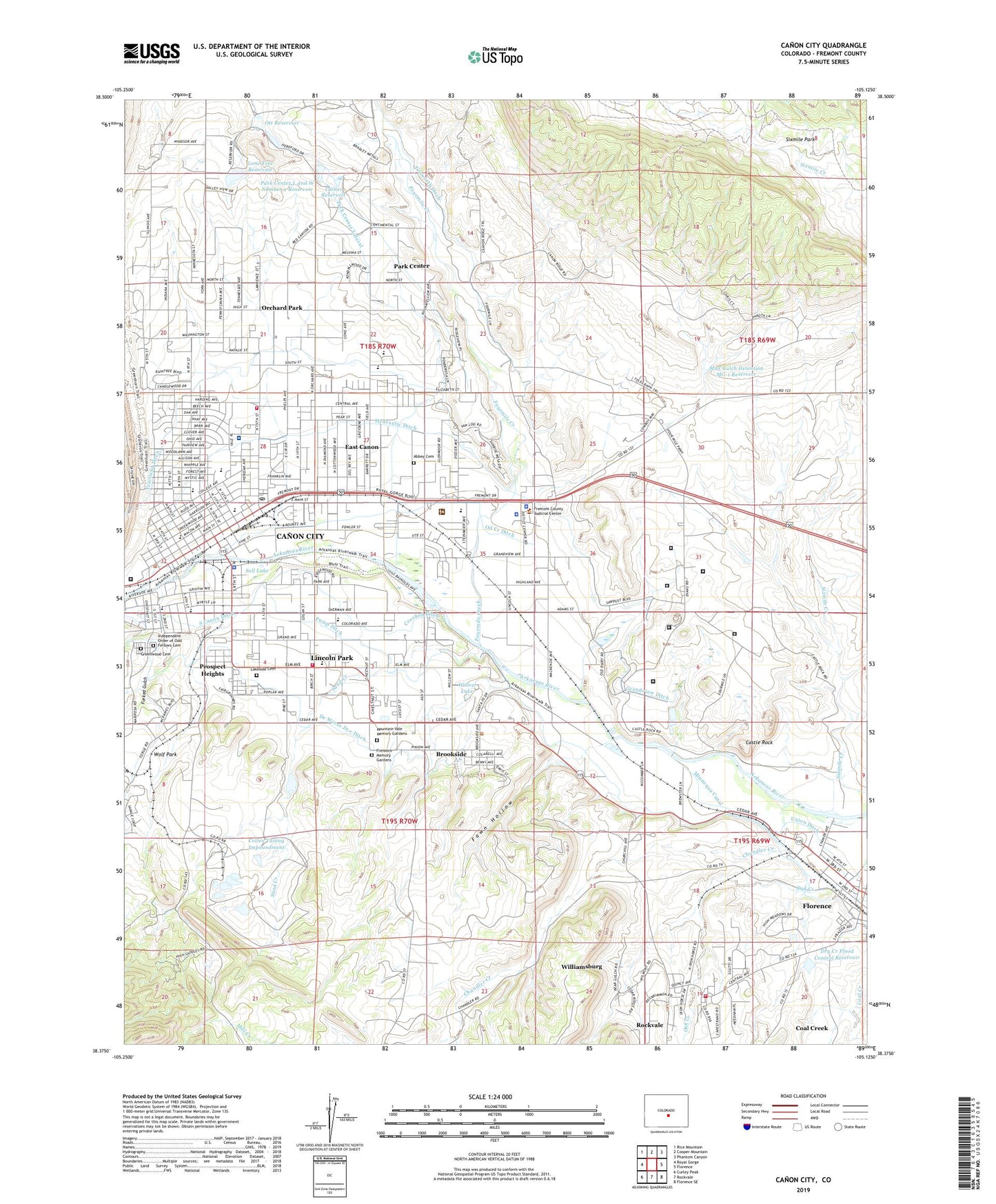 Canon City Colorado US Topo Map Image