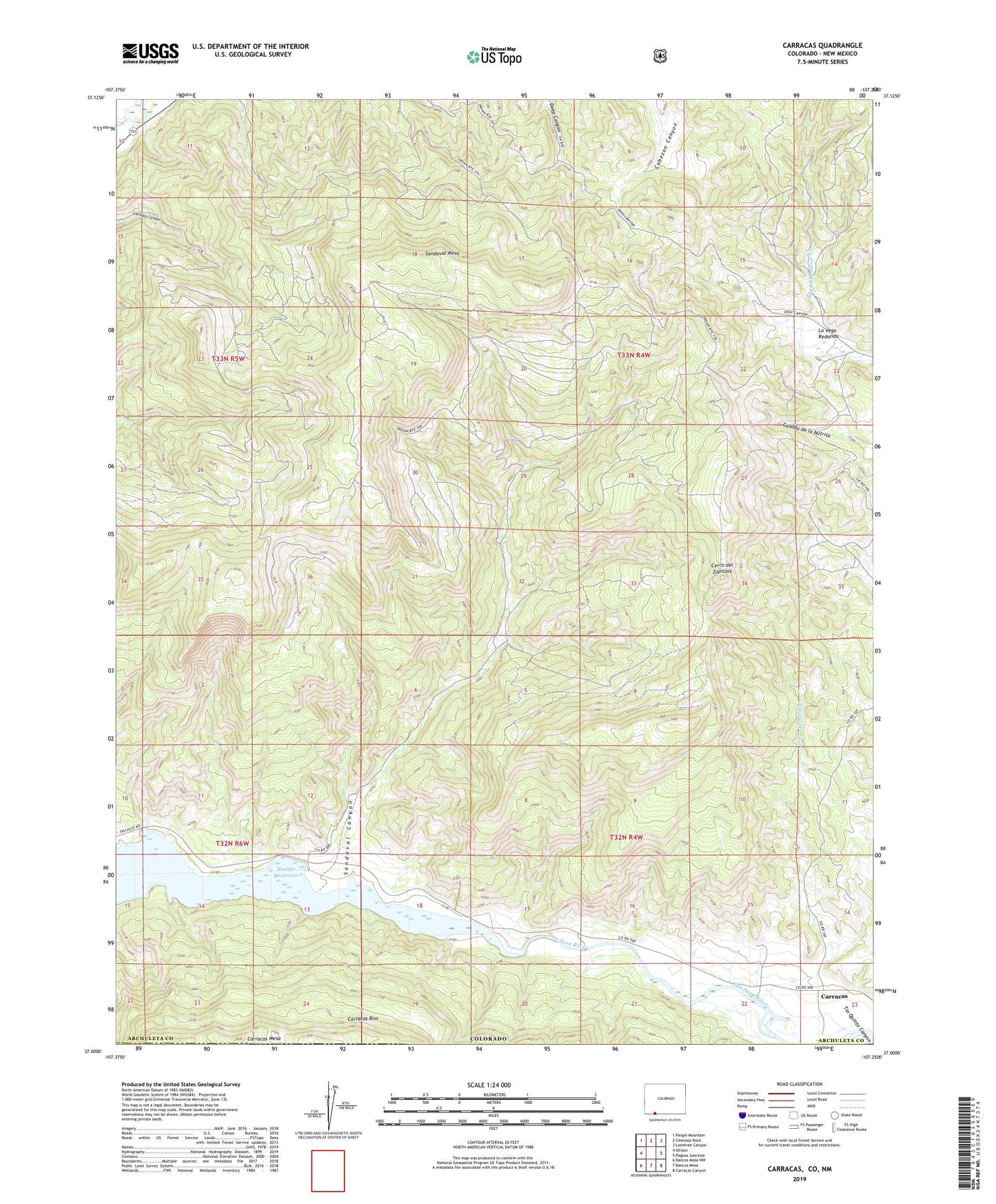 Carracas Colorado US Topo Map Image