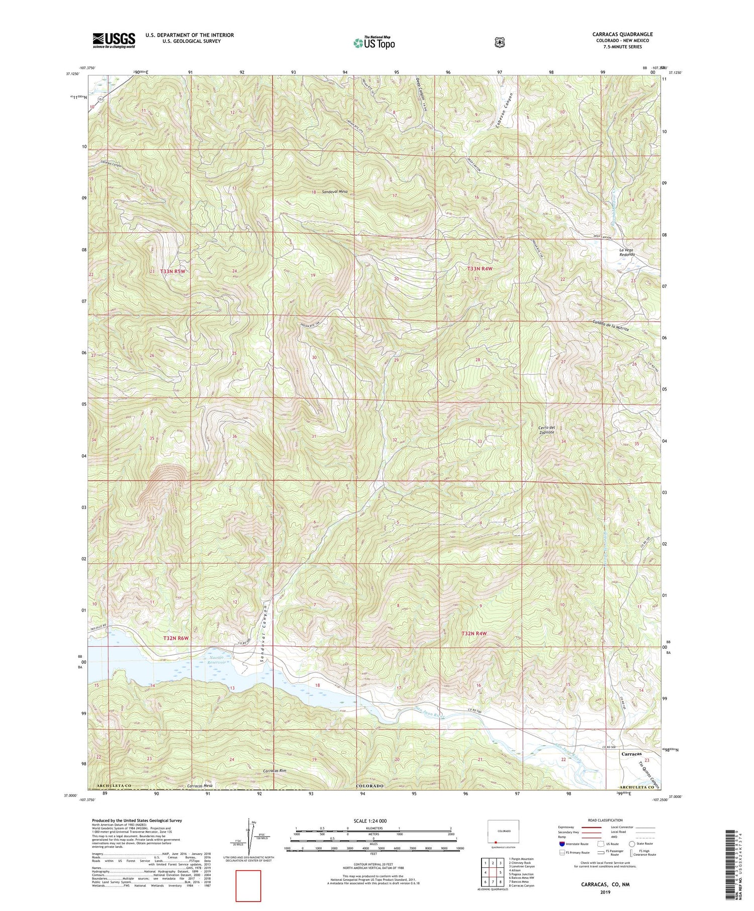 Carracas Colorado US Topo Map Image