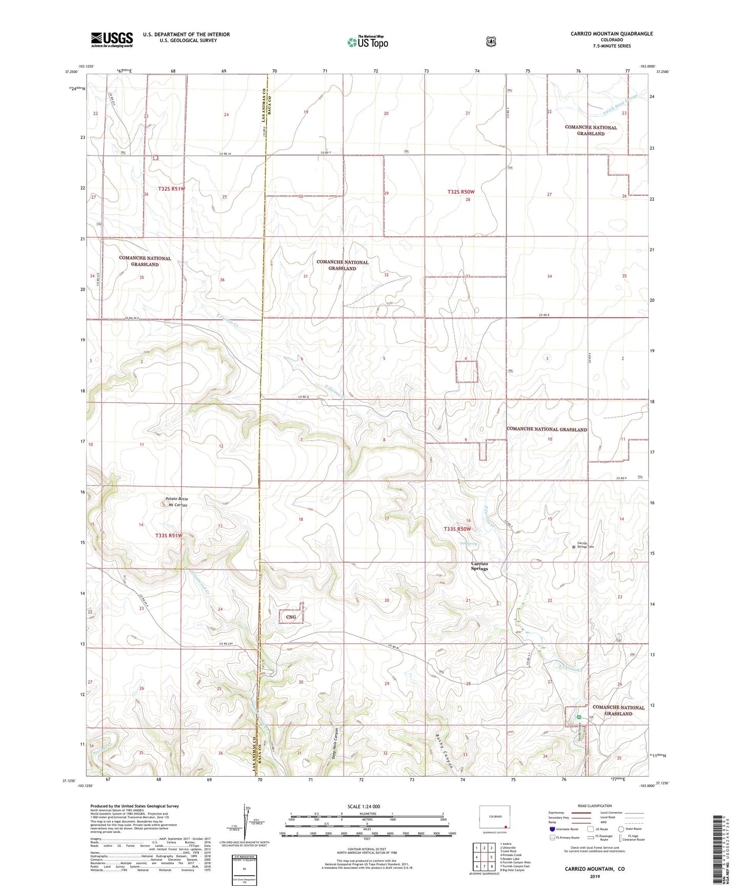 Carrizo Mountain Colorado US Topo Map Image