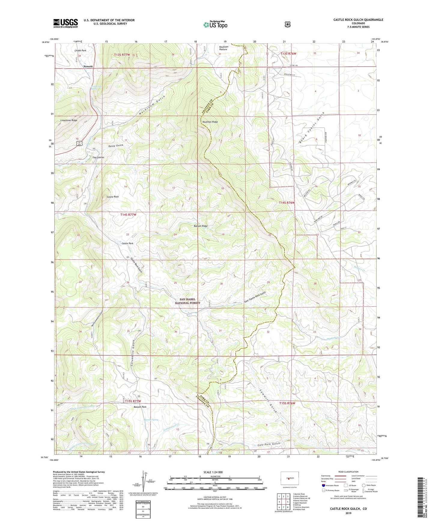 Castle Rock Gulch Colorado US Topo Map Image
