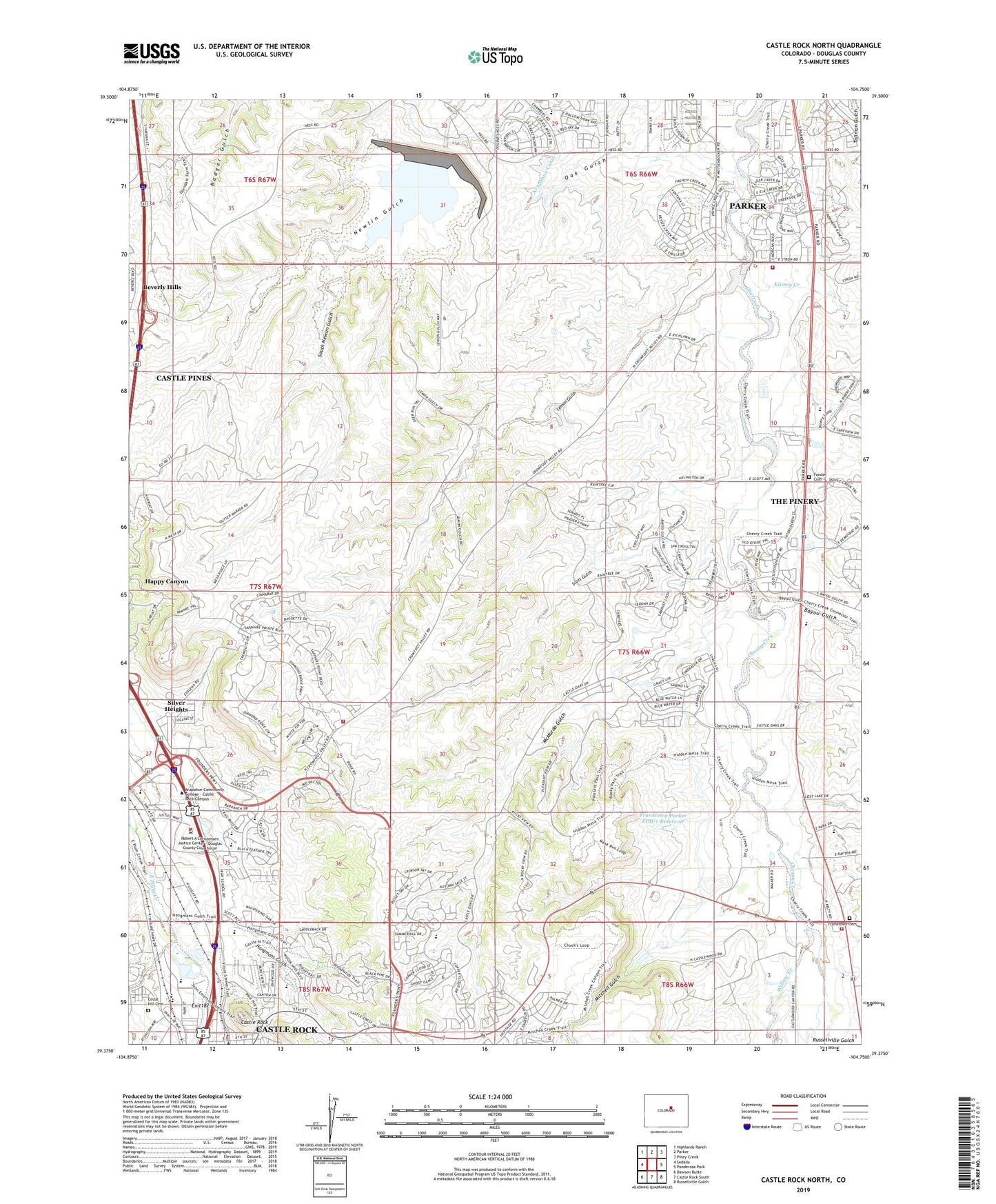 Castle Rock North Colorado US Topo Map Image