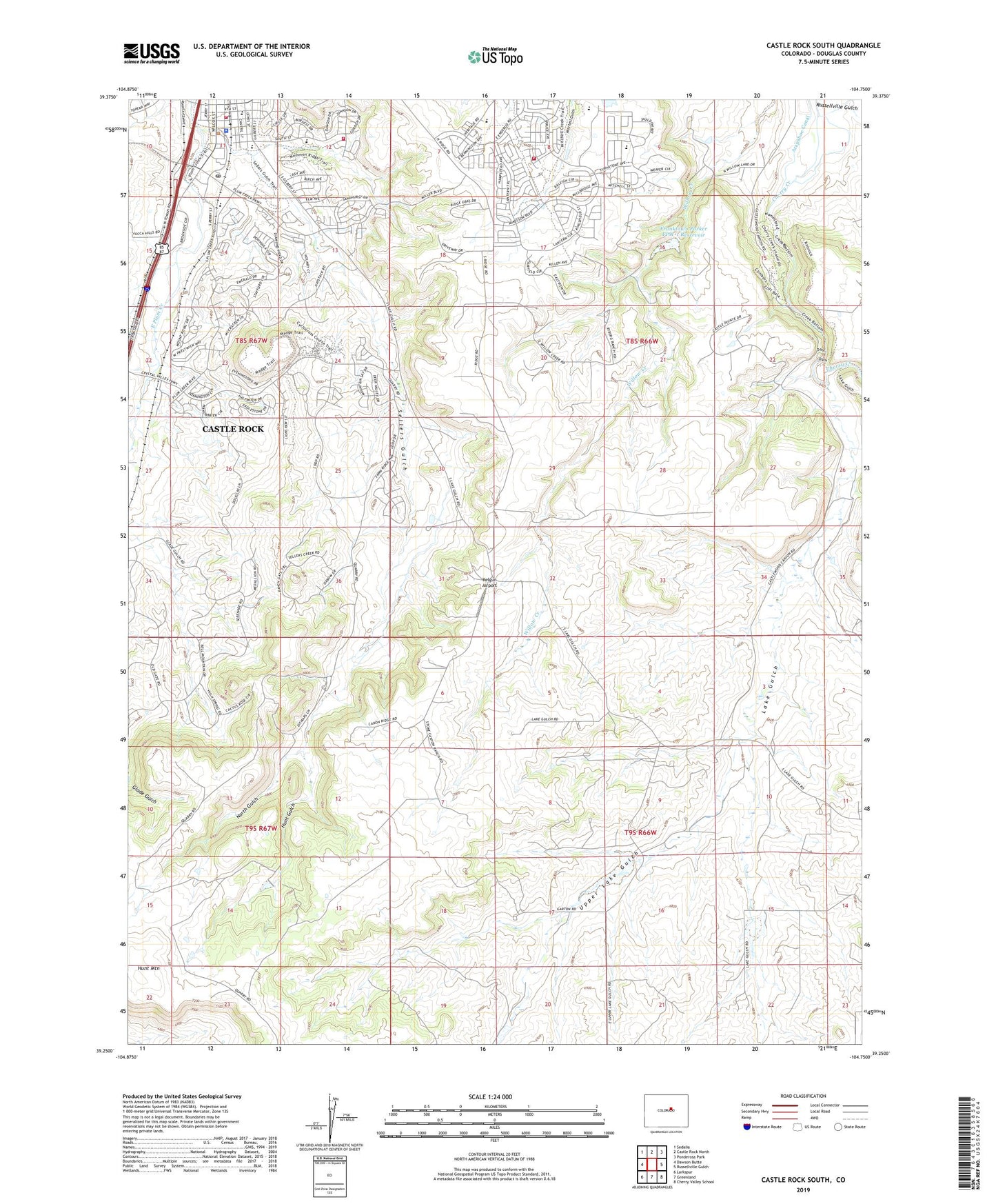 Castle Rock South Colorado US Topo Map Image